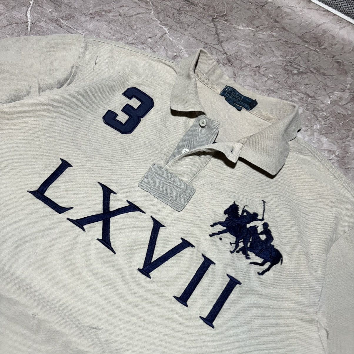Polo Ralph Lauren Distressed Vintage Polo Ralph Lauren LXVII 3 Chief Keef Polo Size US XXL / EU 58 / 5 - 2 Thumbnail