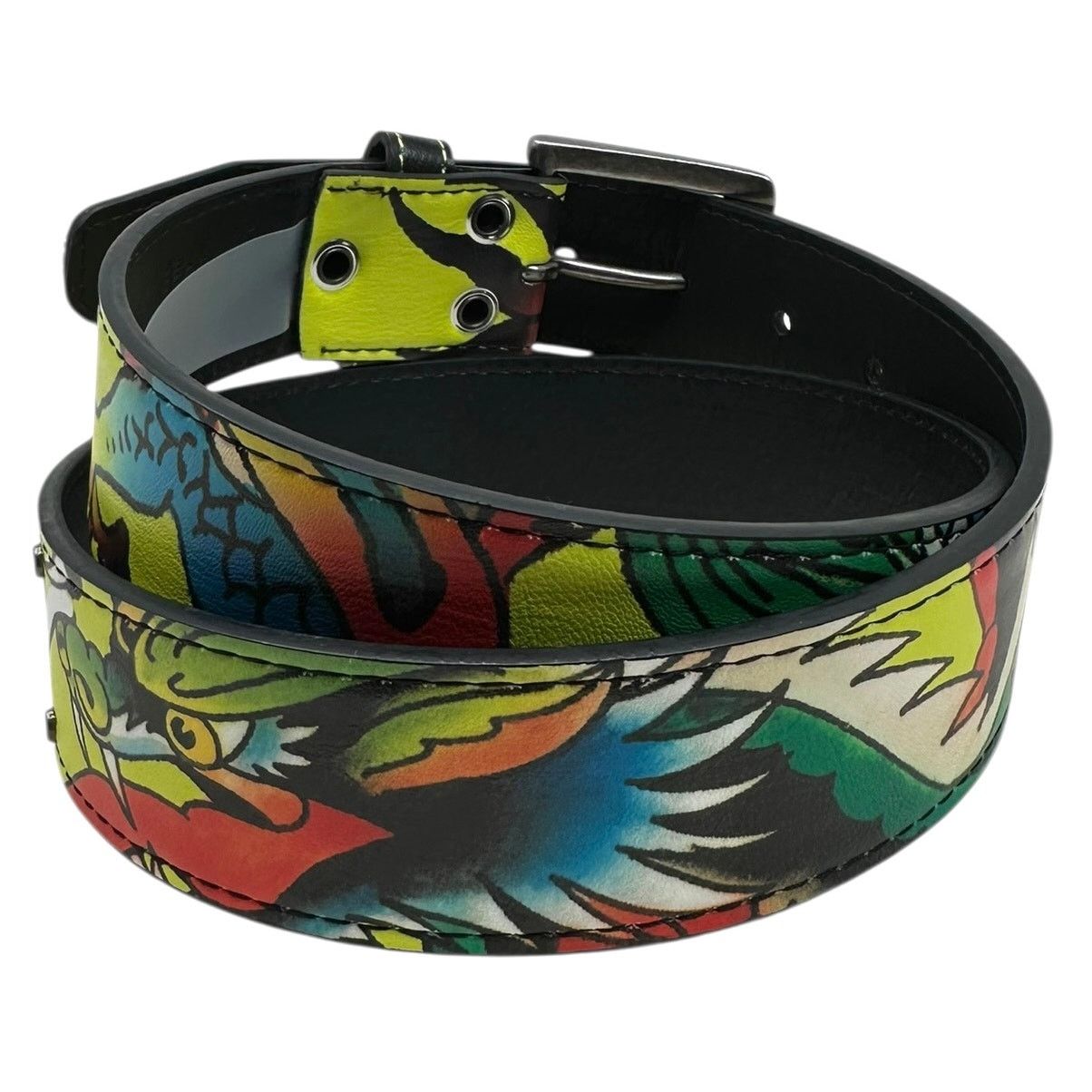 Ed Hardy Ed Hardy Men's Dragon Lime Belt With Metal Rivets Size 40 - 3 Thumbnail