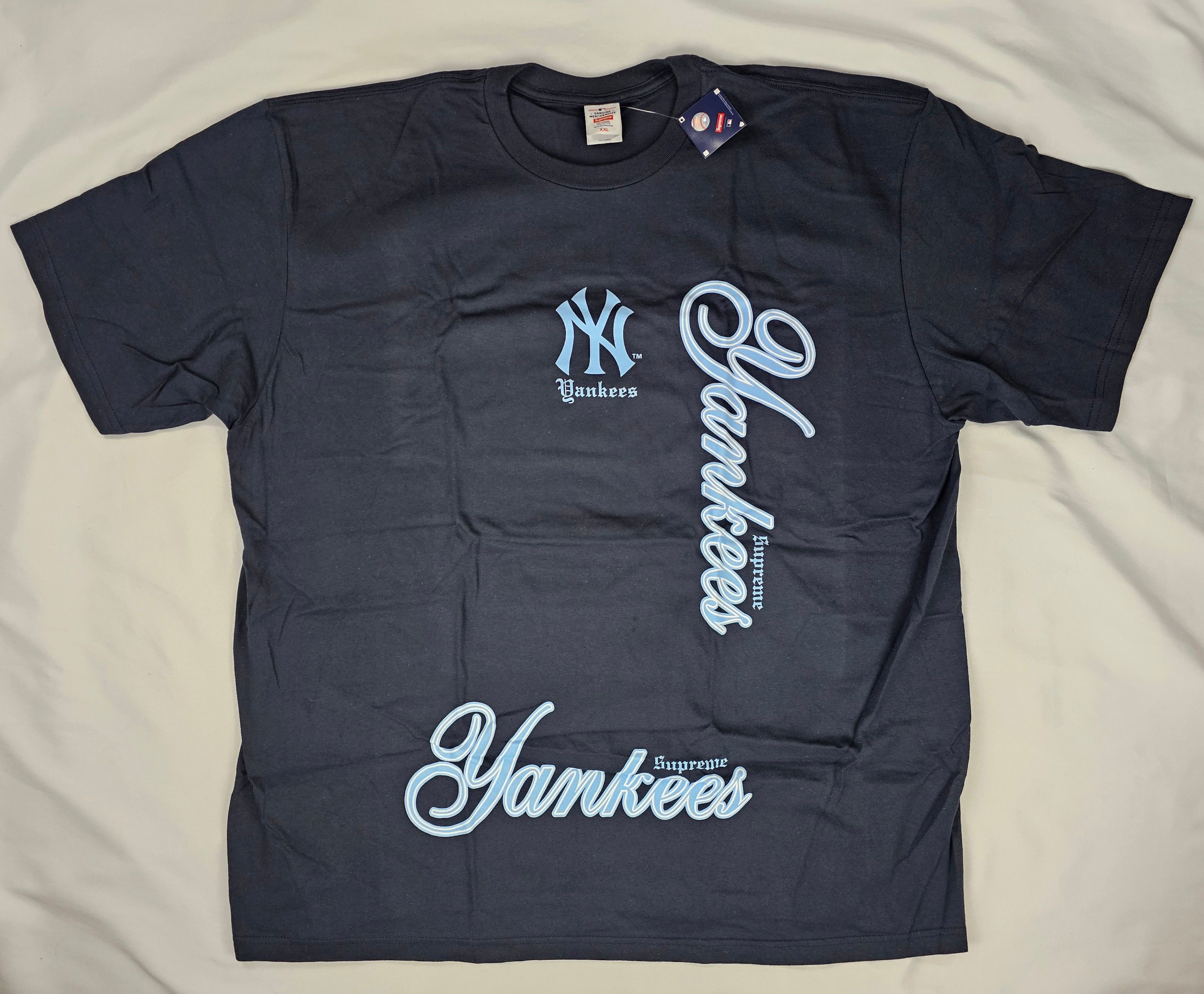Supreme x MLB Teams New York Yankees Tee Navy BRAND NEW