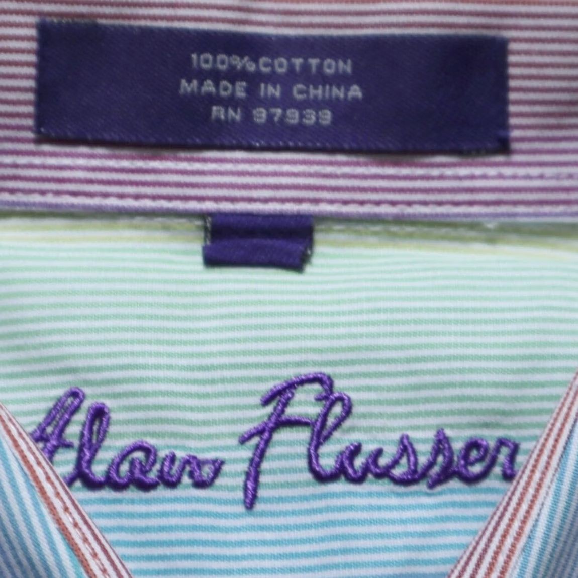 Vintage Alan Flusser Shirt Striped Long Sleeve Button Down Men's L Poplin Gradient Cotton Shirt Size US L / EU 52-54 / 3 - 5 Thumbnail