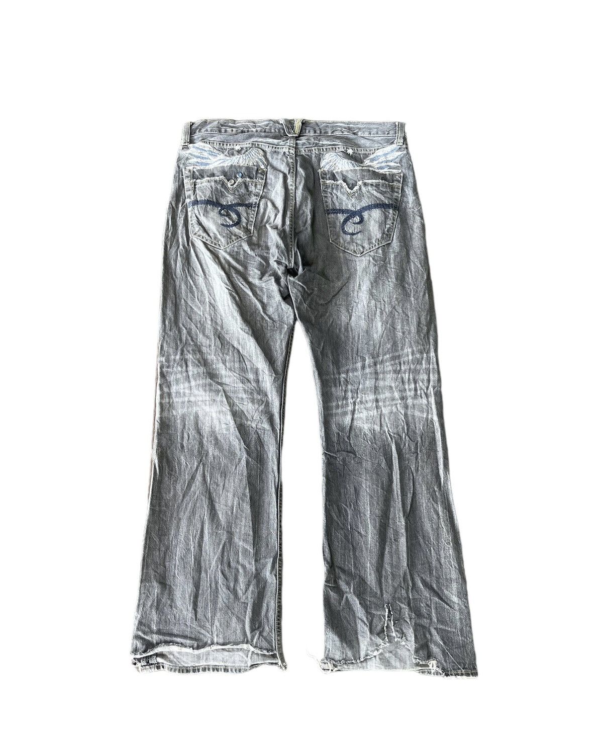 If Six Was Nine JAPANESE VINTAGE BOOTCUT DISTRESSED FADED BAGGY JEANS Size US 37 - 3 Thumbnail