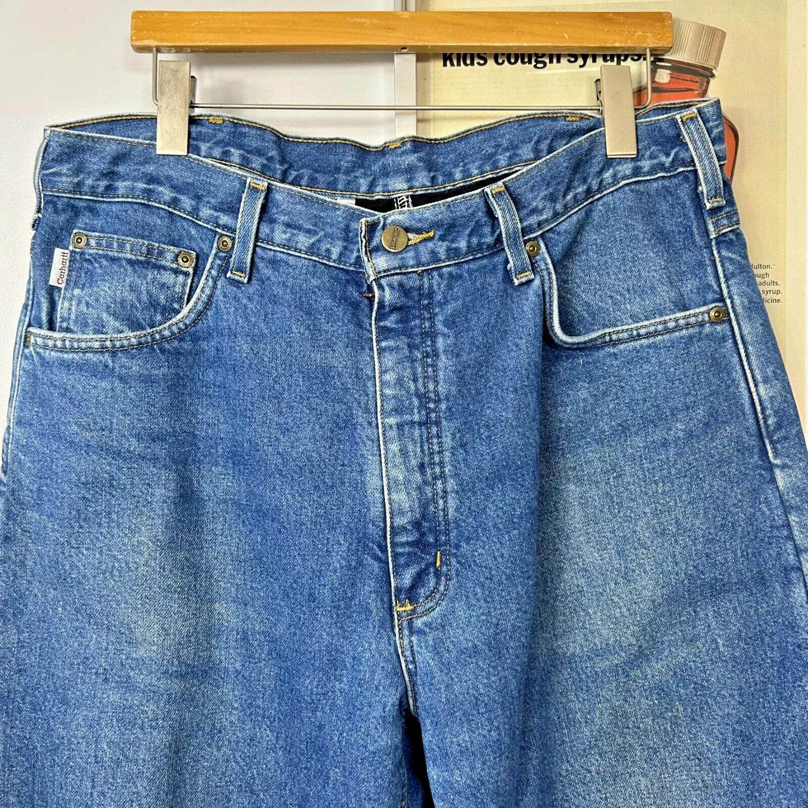 Carhartt Vintage 1990s Carhartt Fleece Lined Blue Jeans Size 36x32 Size US 36 / EU 52 - 4 Thumbnail