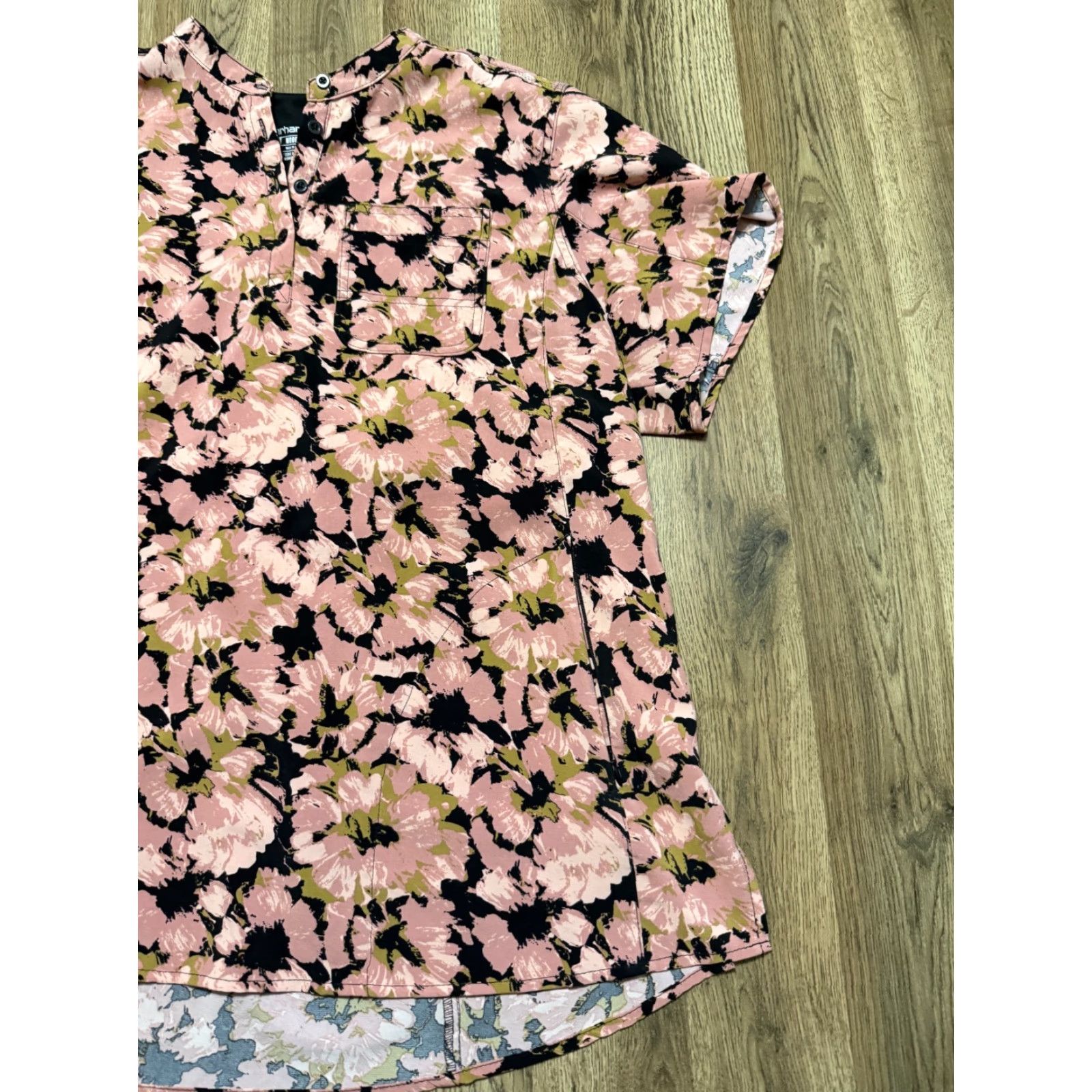 Carhartt Carhartt Shirt Women's 2XL Pink Brown Black Floral 1/4 Buttons Size XXL / US 16-18 / IT 52-54 - 4 Thumbnail