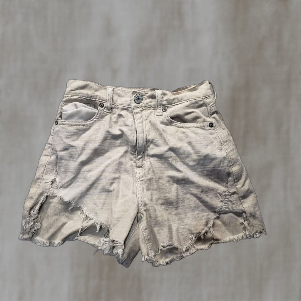 American Eagle Outfitters AMERICAN EAGLE Hi-Rise Shorty Tan Brown Cut Off Shorts Adult Women's Size 00 Size 24" / US 00 / IT 34 - 1 Thumbnail
