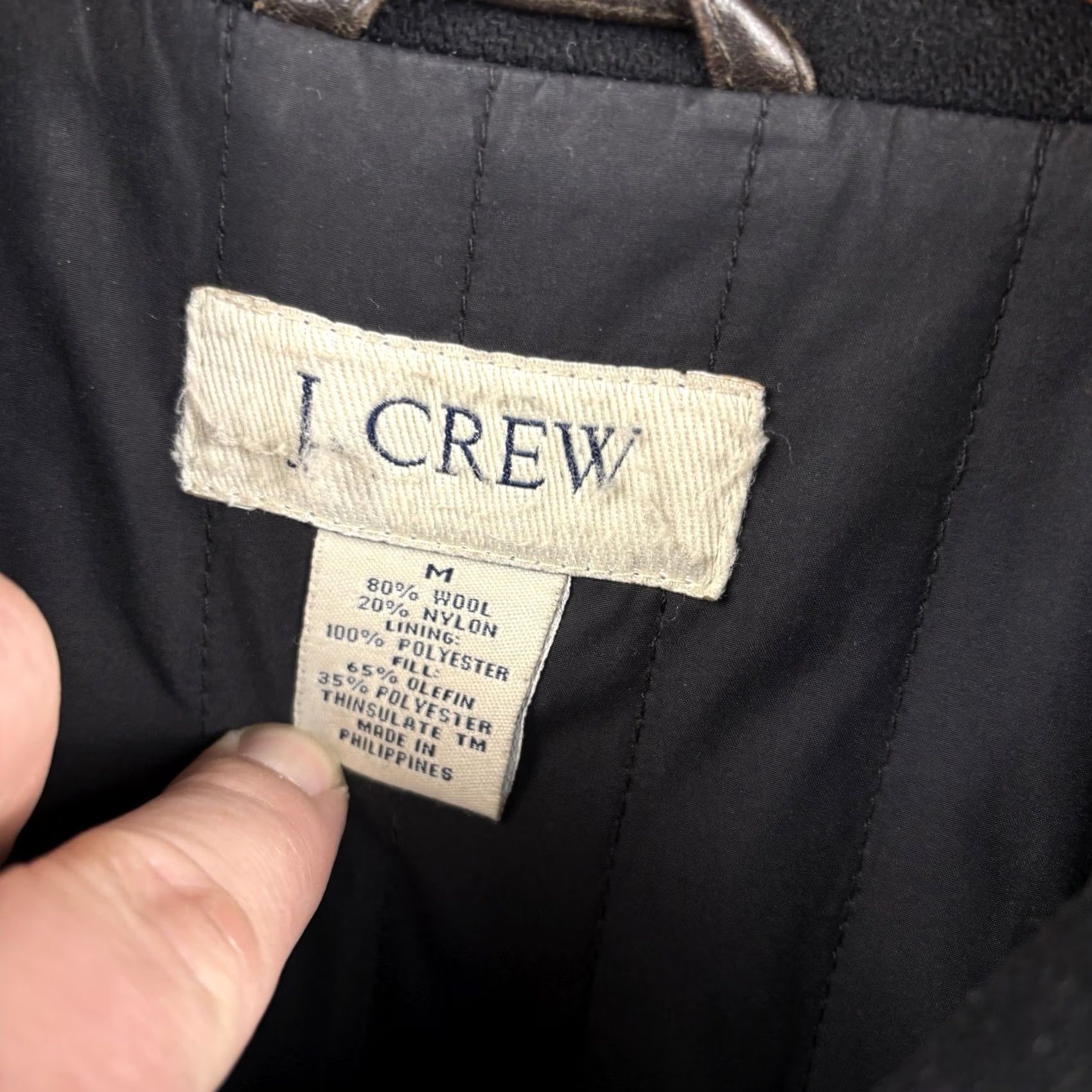 J.Crew J.CREW Overcoat Mens Medium Black Wool Blend Quilted Insulated Casual Peacoat Size US M / EU 48-50 / 2 - 4 Thumbnail