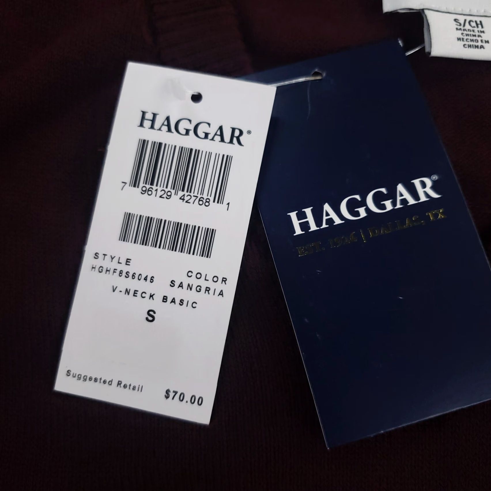Haggar Haggar Mens Small Red Pullover V-Neck Sweater Long Sleeve Size US S / EU 44-46 / 1 - 7 Thumbnail