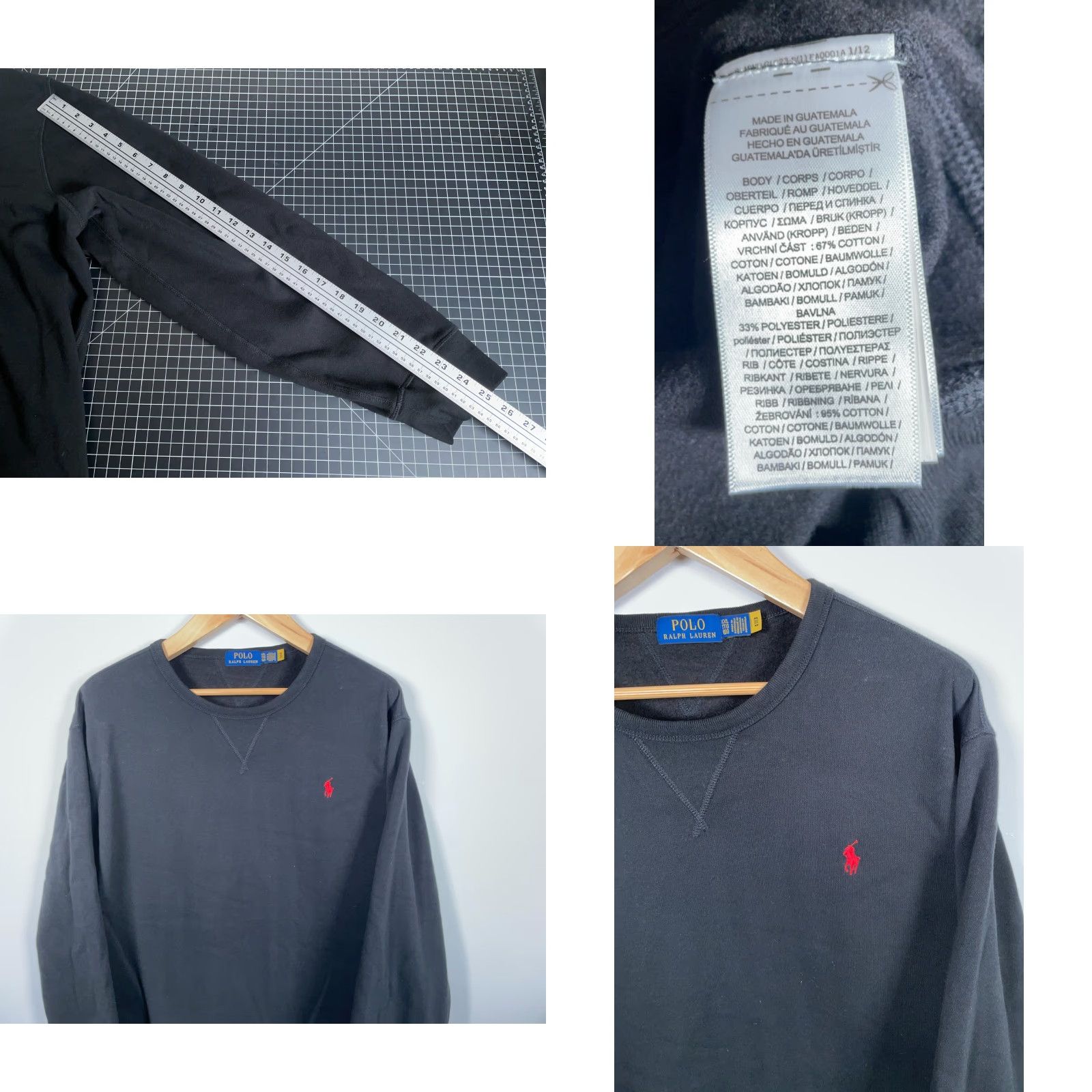 Polo Ralph Lauren Polo Ralph Lauren Sweatshirt Men 2XL Black Regular Crewneck Embroidered Pony Solid Pullover 90s Retro Style Shirts Size US XXL / EU 58 / 5 - 8 Thumbnail