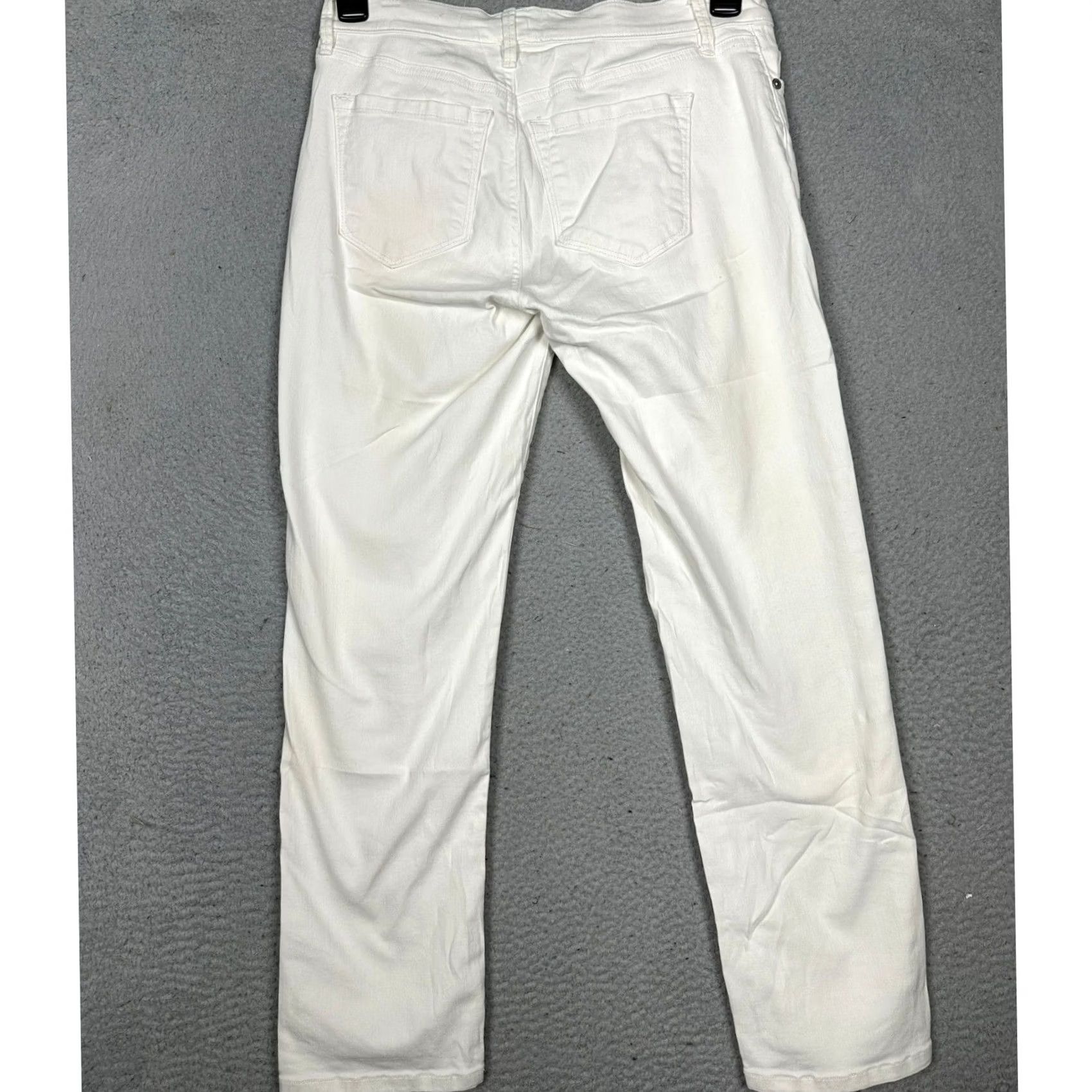 Ann Taylor Ann Taylor Womens Jeans 27 White Modern Cuffed Crop Straight Leg Stretch Denim Size 27" / US 4 / IT 40 - 2 Thumbnail