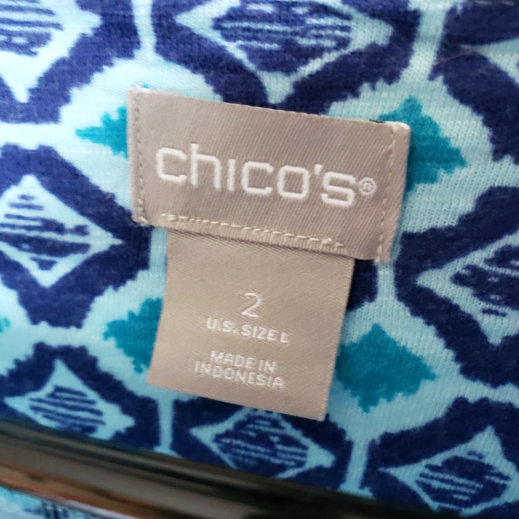Vintage Chico's Women's Top Sz L Blue 3/4 Sleeve Cotton Blend Shirt Modern Basic Casual Womens Size L / US 10 / IT 46 - 5 Thumbnail
