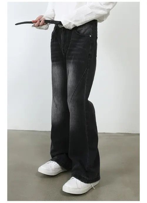 Black Faded Flared Denim Jeans