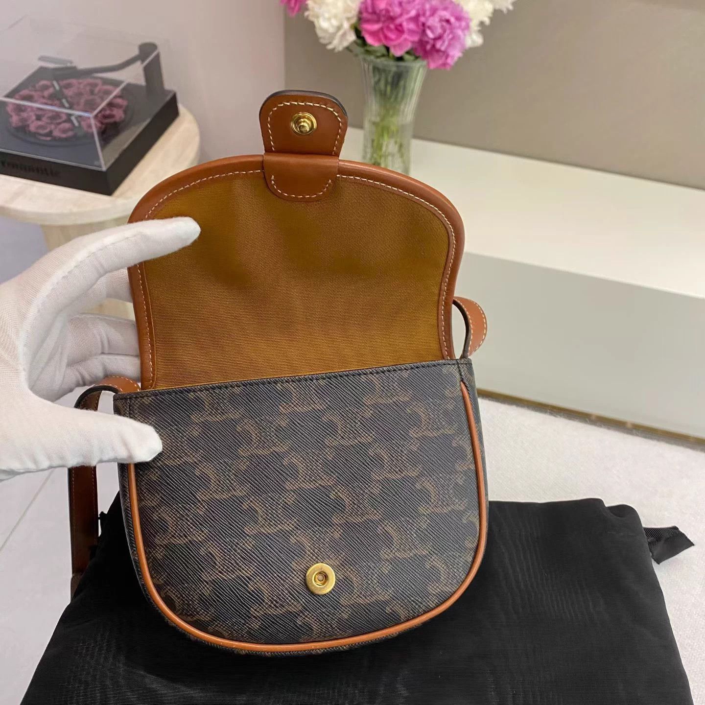Celine CELINE Besace Triomphe Mini Saddle Bag (Mint, Dust Bag) Size ONE SIZE - 9 Thumbnail