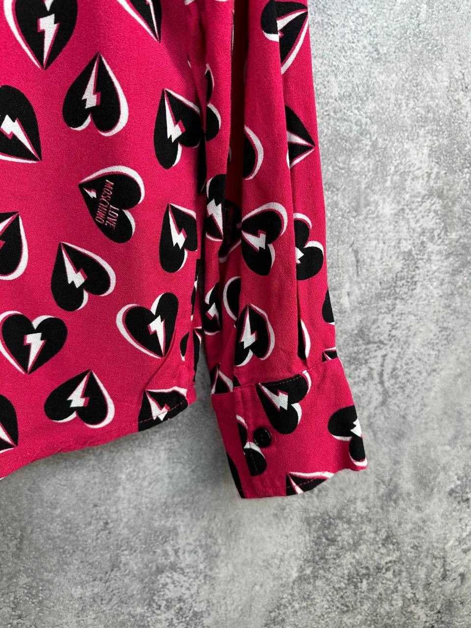 Love Moschino Love Moschino Shirt Allover Thunder Hearts Tie-Neck Collar Size S / US 4 / IT 40 - 10 Thumbnail