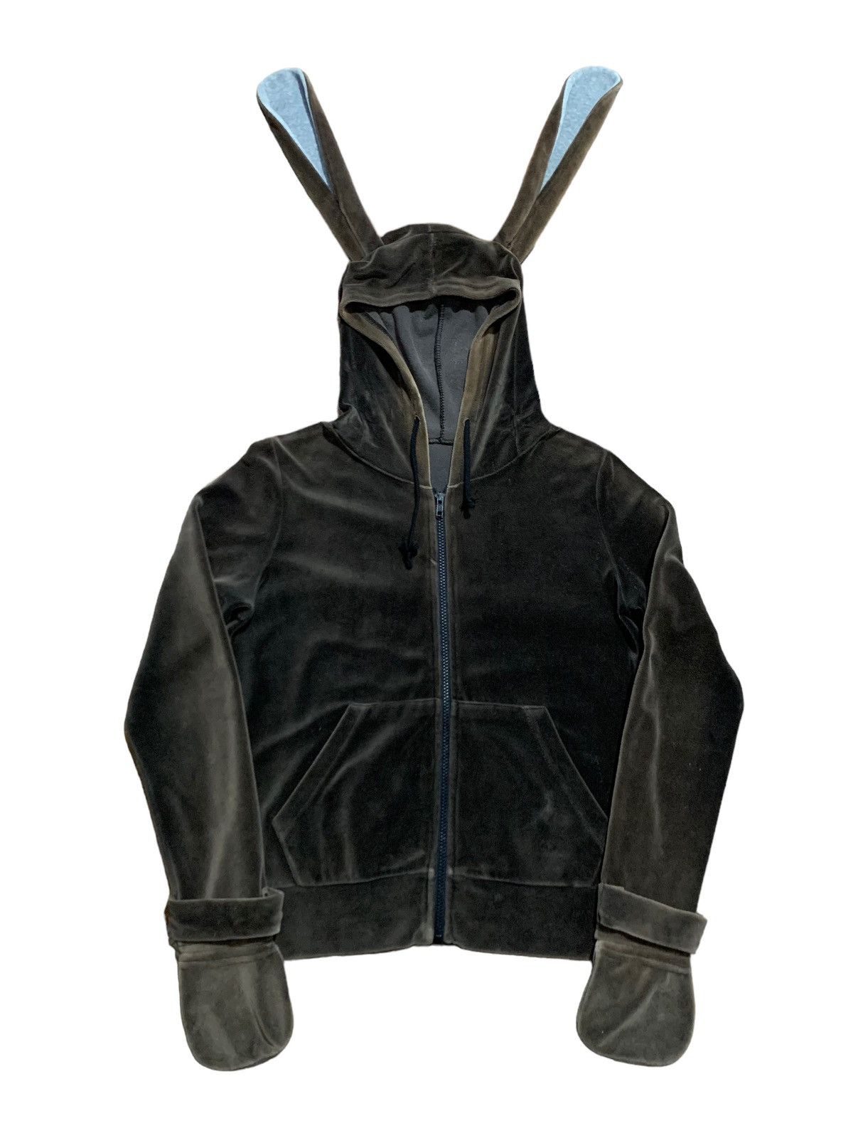 image of 14Th Addiction x Beauty Beast Rabbit Ears Velvet Hoodie + Cover Hand in Brown, Women's (Size Medium