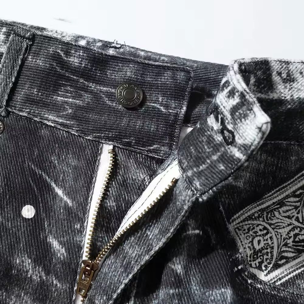 Jean Design Patchwork Printed Gothic Punk Loose Jeans Size US 35 - 8 Thumbnail