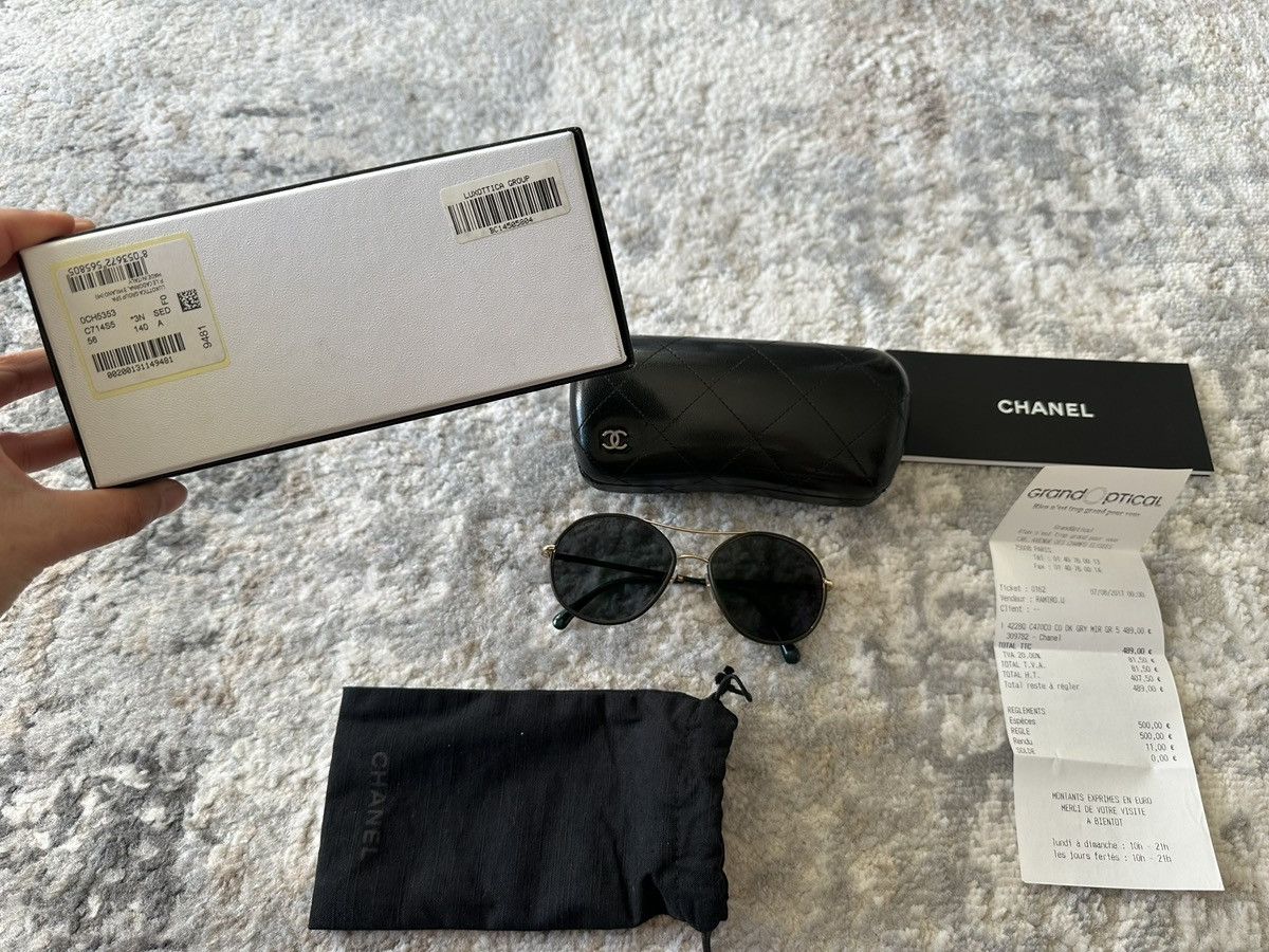 Chanel CHANEL Round Pilot Sunglasses 4228-Q Dark Green Size ONE SIZE - 18 Thumbnail
