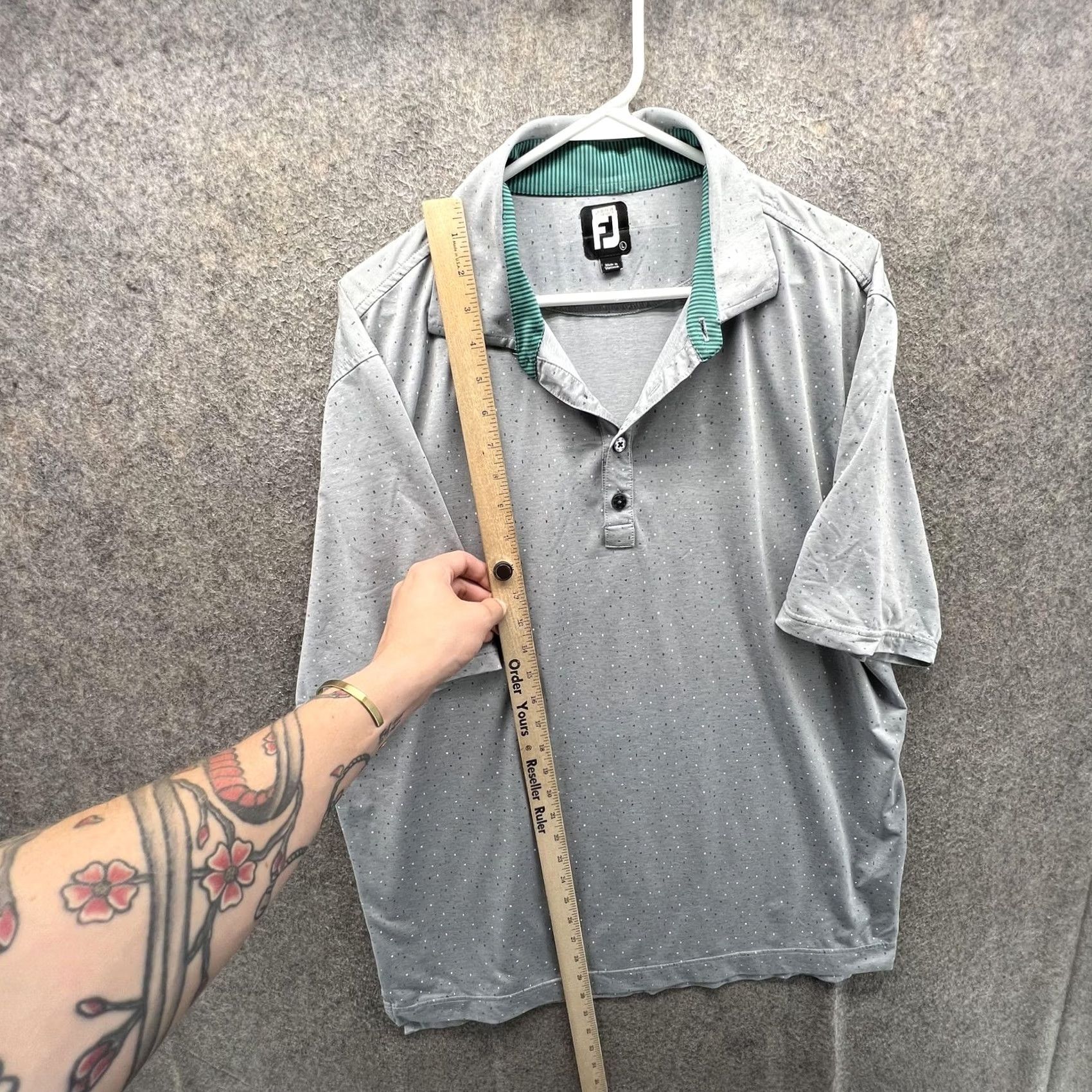 Footjoy FootJoy Polo Shirt Mens Large Gray Micro Dot Biltmore Logo Golf Stretch Size US L / EU 52-54 / 3 - 5 Thumbnail