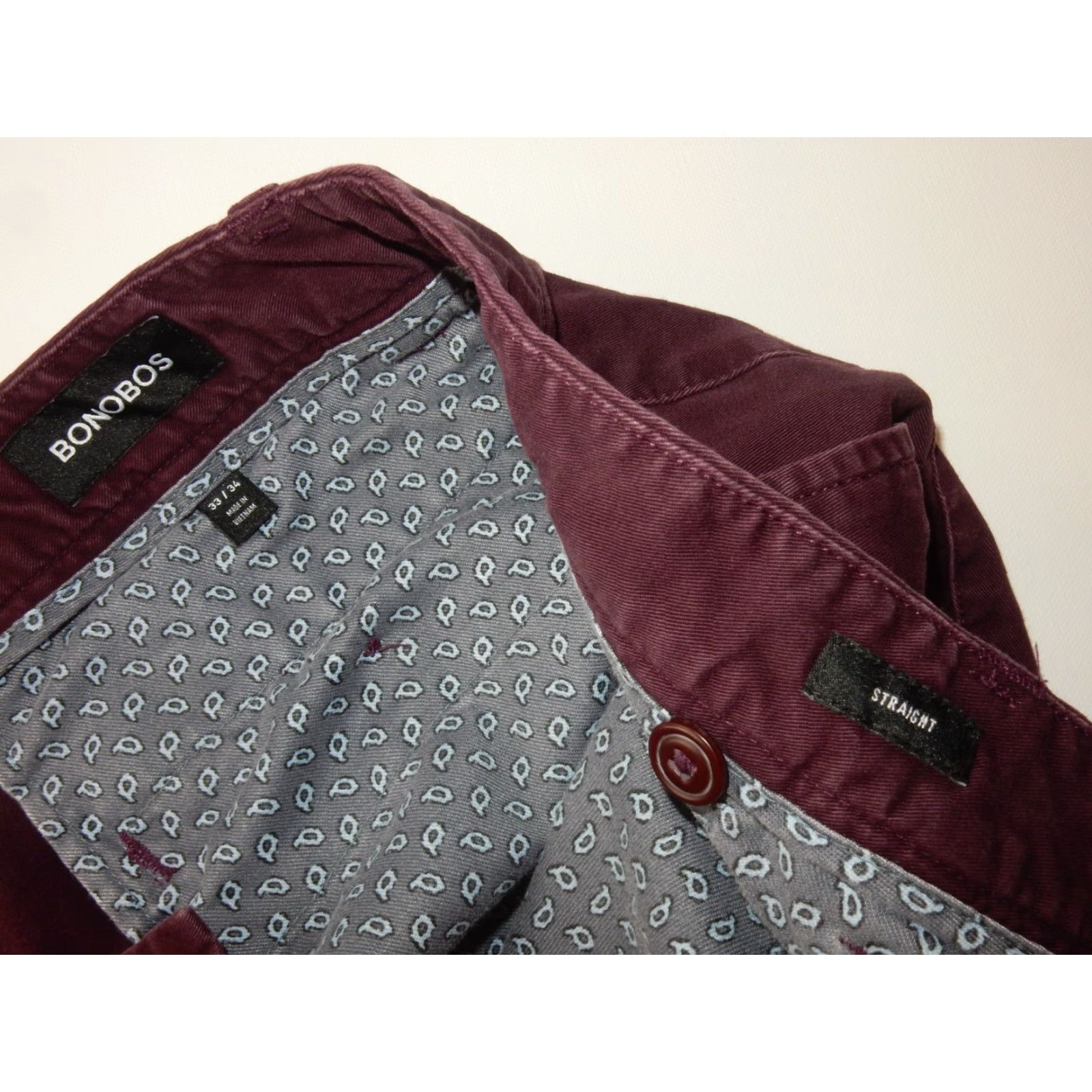 Bonobos VINTAGE Bonobos Pants Khakis Flat Front Cotton Purple 33x34 Mens Straight 30 in Inseam Mens Size US 32 / EU 48 - 4 Thumbnail