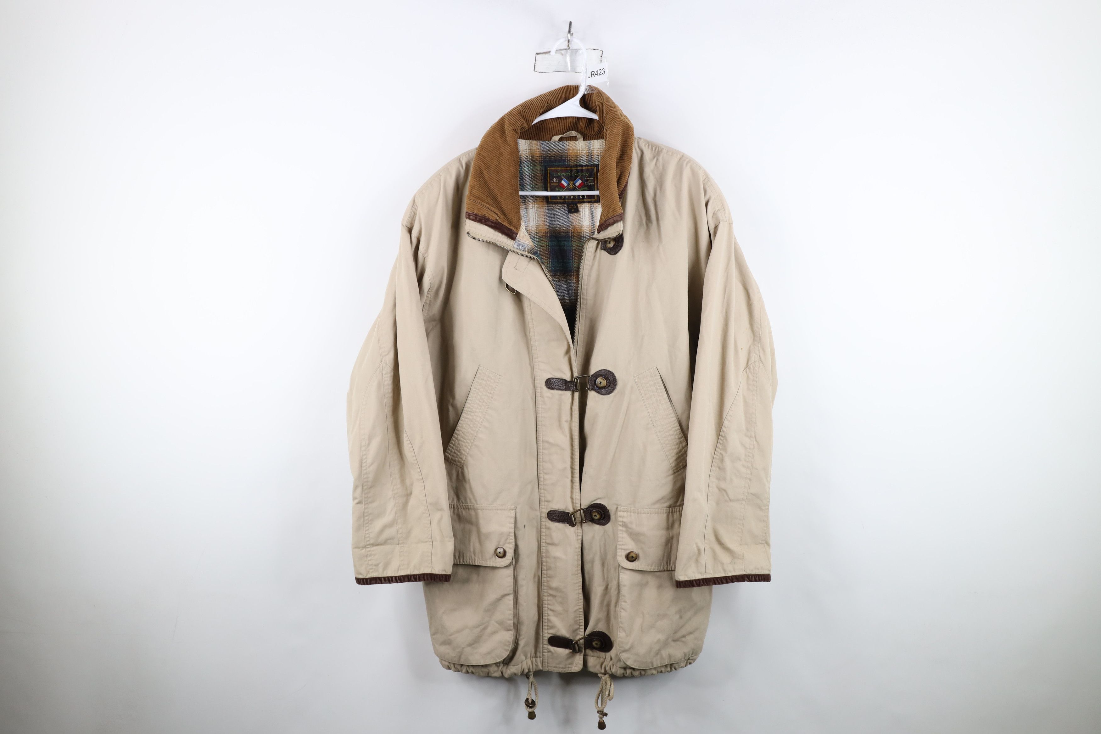 Express Vintage 90s Express Flannel Lined Hook Clasp Parka Jacket Size US M / EU 48-50 / 2 - 1 Thumbnail