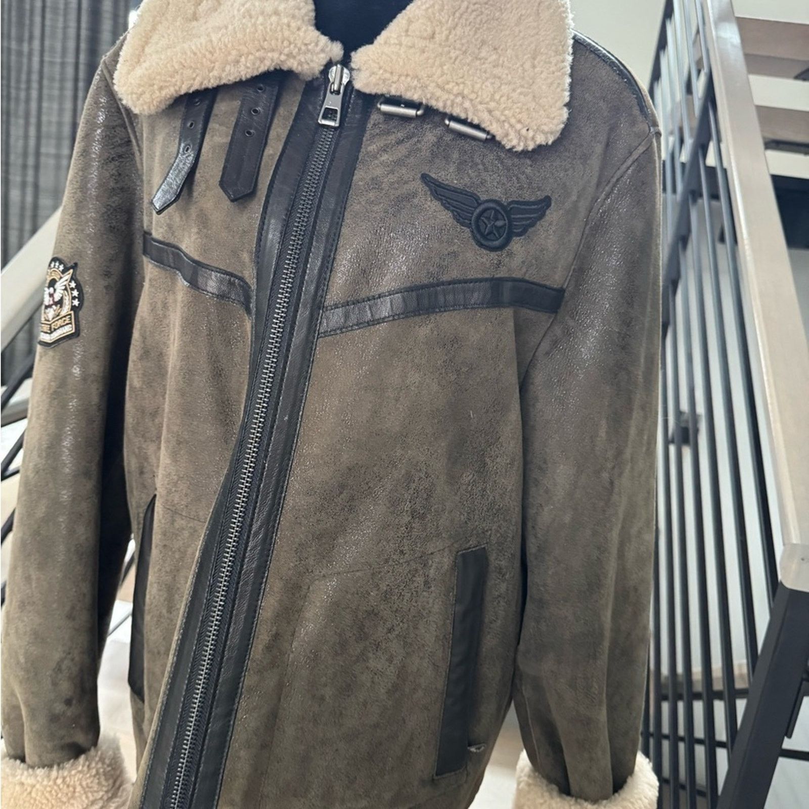 Other new Men's real fur Aviator Jacket with Shearling Trim L Size US L / EU 52-54 / 3 - 12 Thumbnail
