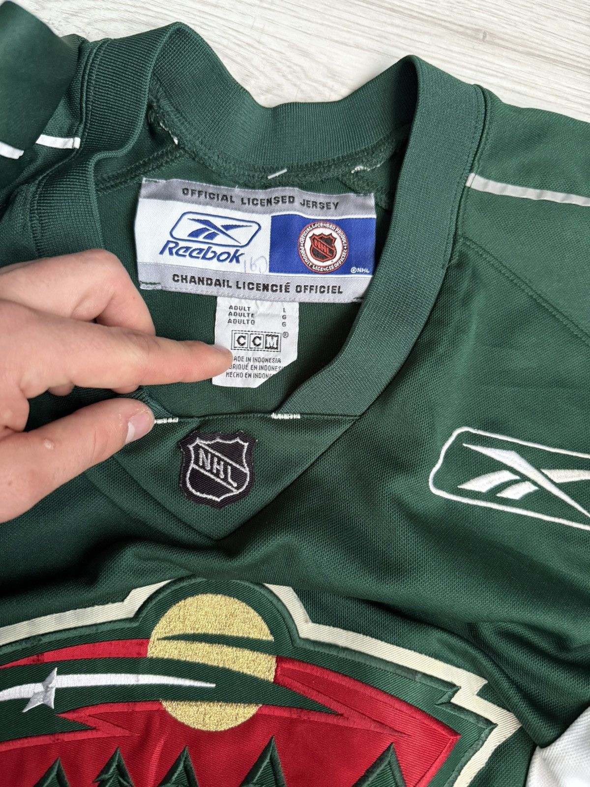 Ccm Vintage Minnesota Wild hockey jerseys Reebok shirt Size US L / EU 52-54 / 3 - 4 Thumbnail