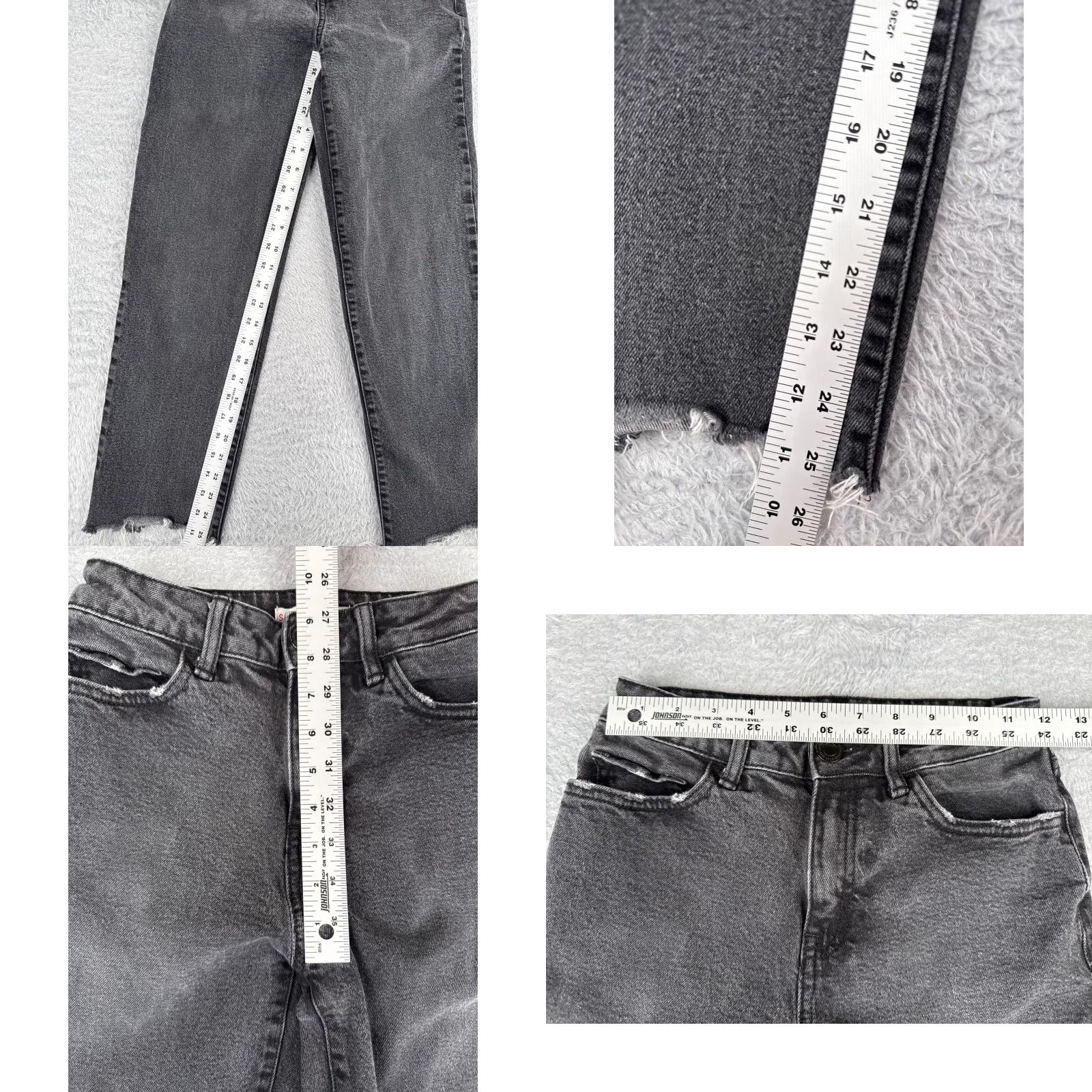 Vintage SO Jeans Women Jeans Black Denim Straight Leg 24x25 Distressed 3 Soft Cotton Casual 90s Cowboy Theme Mens?? Size 26" / US 2 / IT 38 - 8 Thumbnail