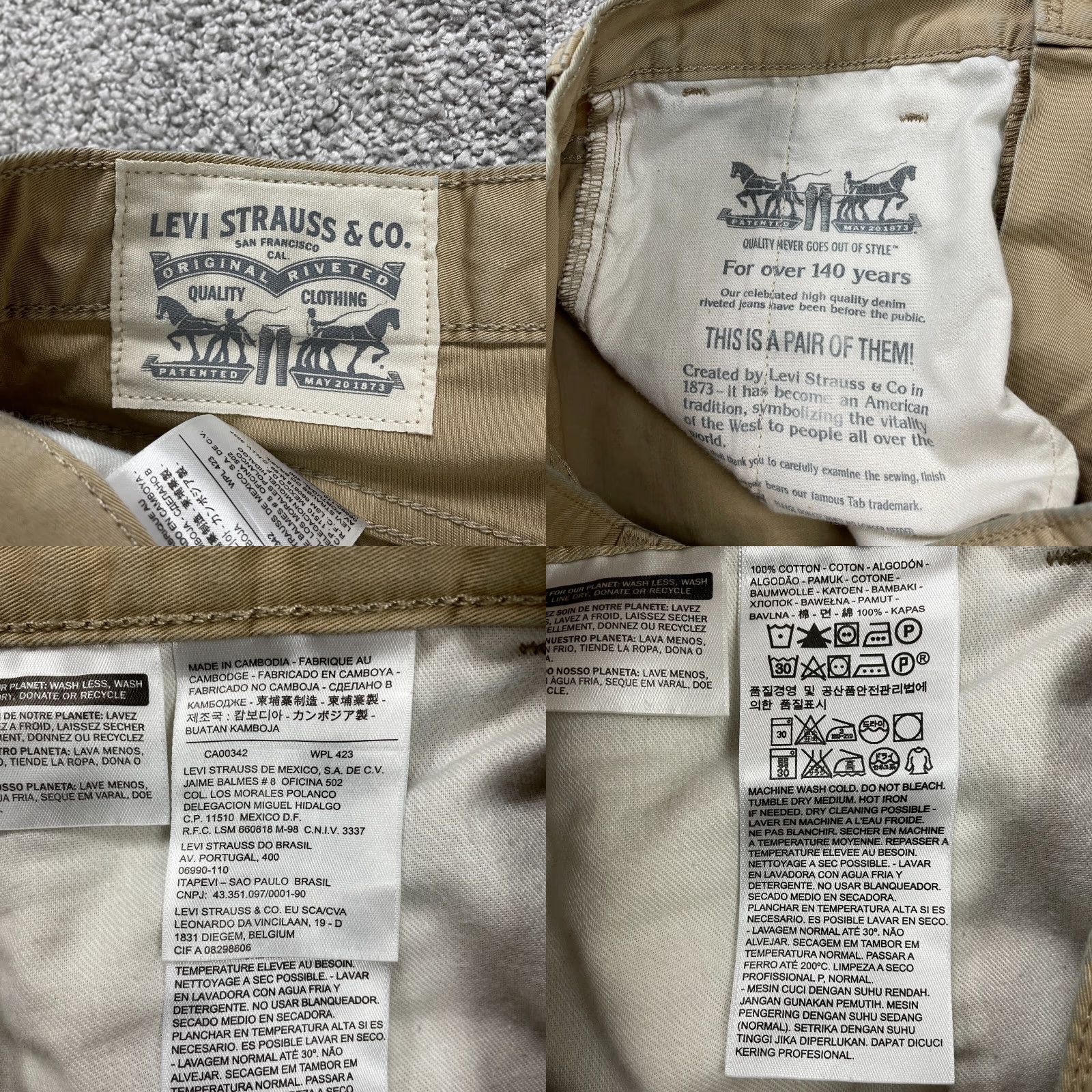 Levi's Levi's Chino Pants Brown Mens 32x28.5 Straight Leg Cotton Casual Size US 32 / EU 48 - 8 Thumbnail