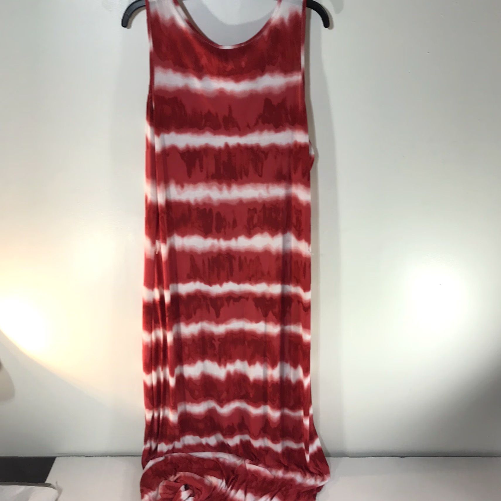 Vintage VINTAGE Mlle Gabrielle Women's Maxi Dress Sleeveless Tie Dye Red White Plus Size 2X Casual Party Summer Size XXL / US 16-18 / IT 52-54 - 2 Thumbnail