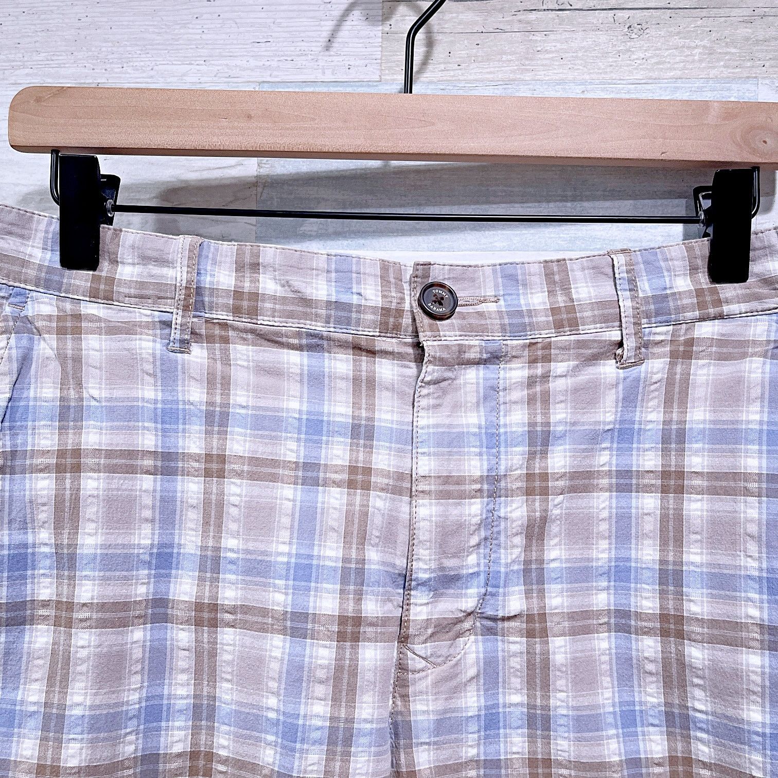 Tommy Bahama Tommy Bahama Seersucker Shorts Blue Brown Plaid Mens 33 Size US 33 - 2 Thumbnail