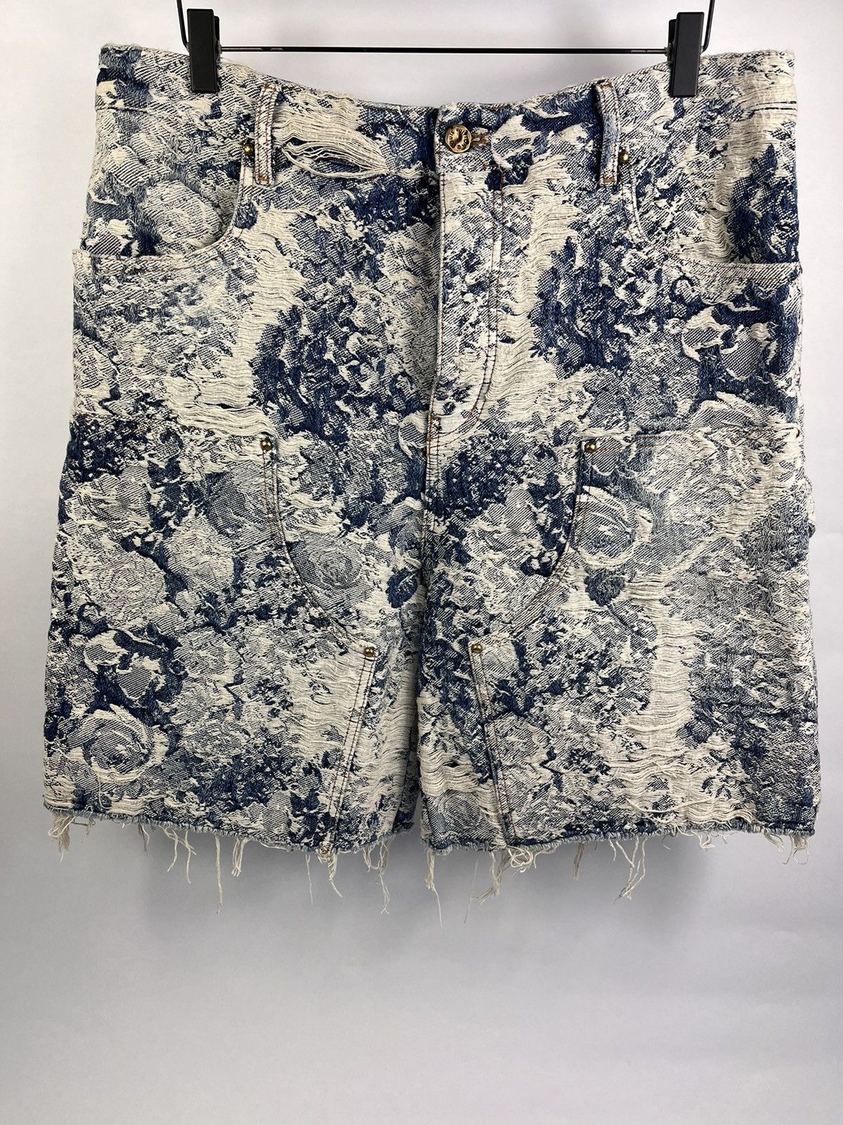 image of Louis Vuitton x Virgil Abloh Carpenter Denim Shorts in Blue, Men's (Size 34)