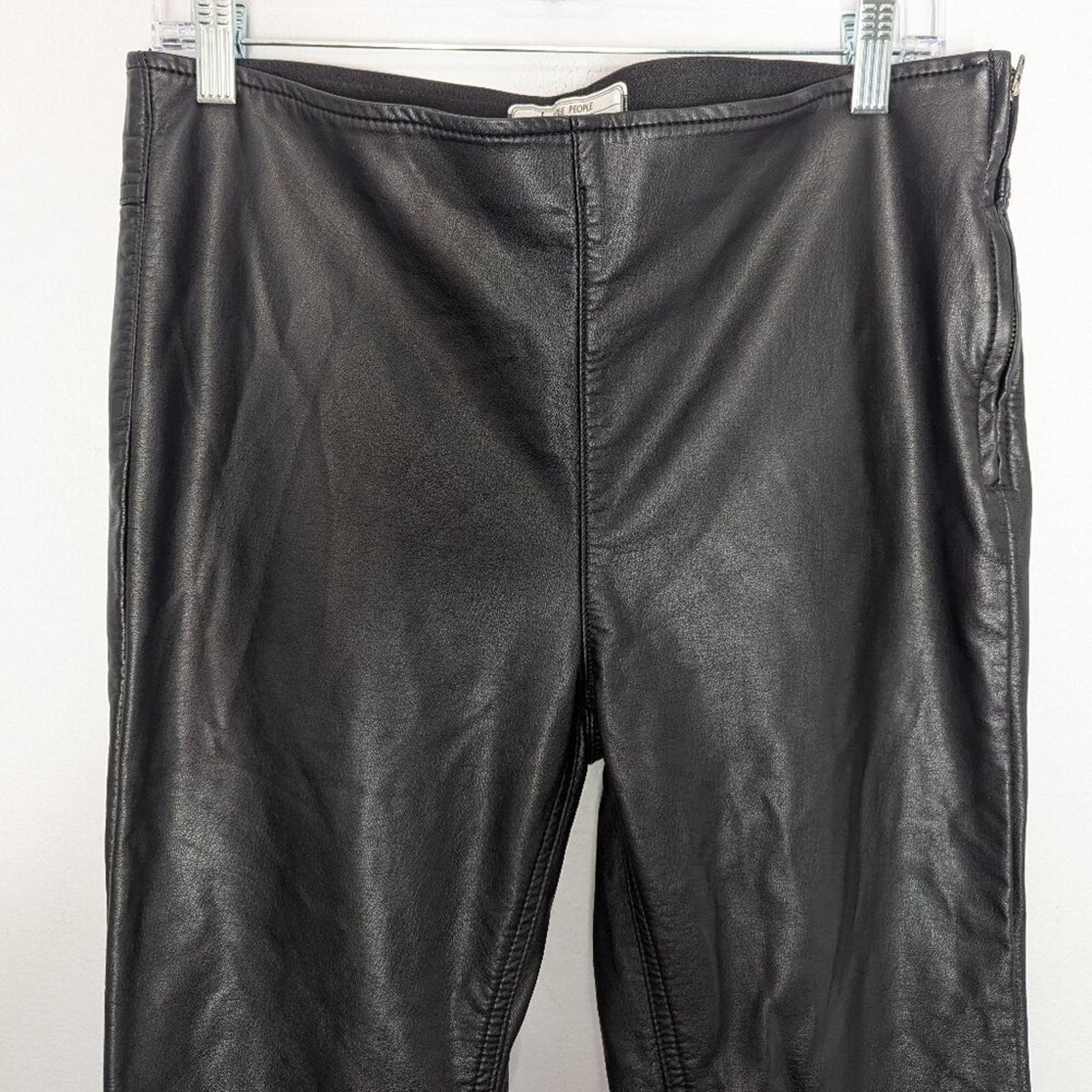 Free People Free People Black Faux Leather Penny Pull On Flare Pants Size 30" / US 8 / IT 44 - 5 Thumbnail