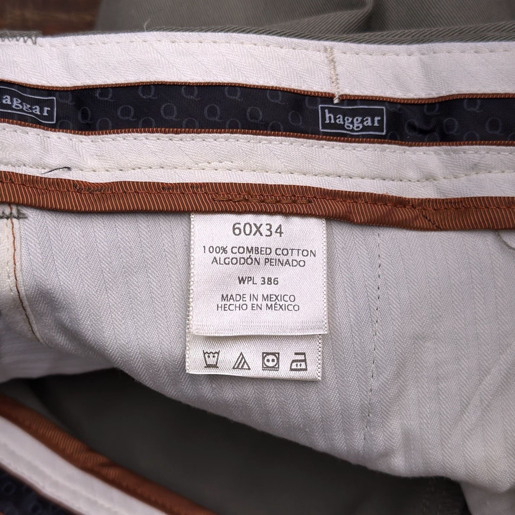 Haggar Haggar Pants Khaki Classic Fit Big & Tall 60x34 Olive Green Cotton Twill No Iron W2W Work To Weekend Straight Leg Mens Size US 44 / EU 60 - 4 Thumbnail