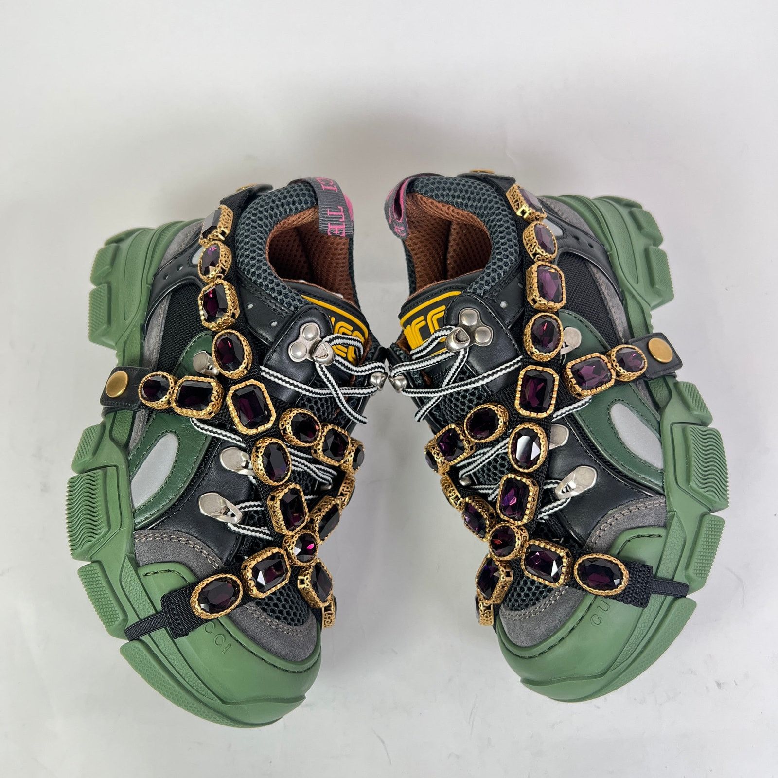 Gucci Gucci Crystal Embellished Flashtrek Sneaker Size US 5 / IT 35 - 4 Thumbnail