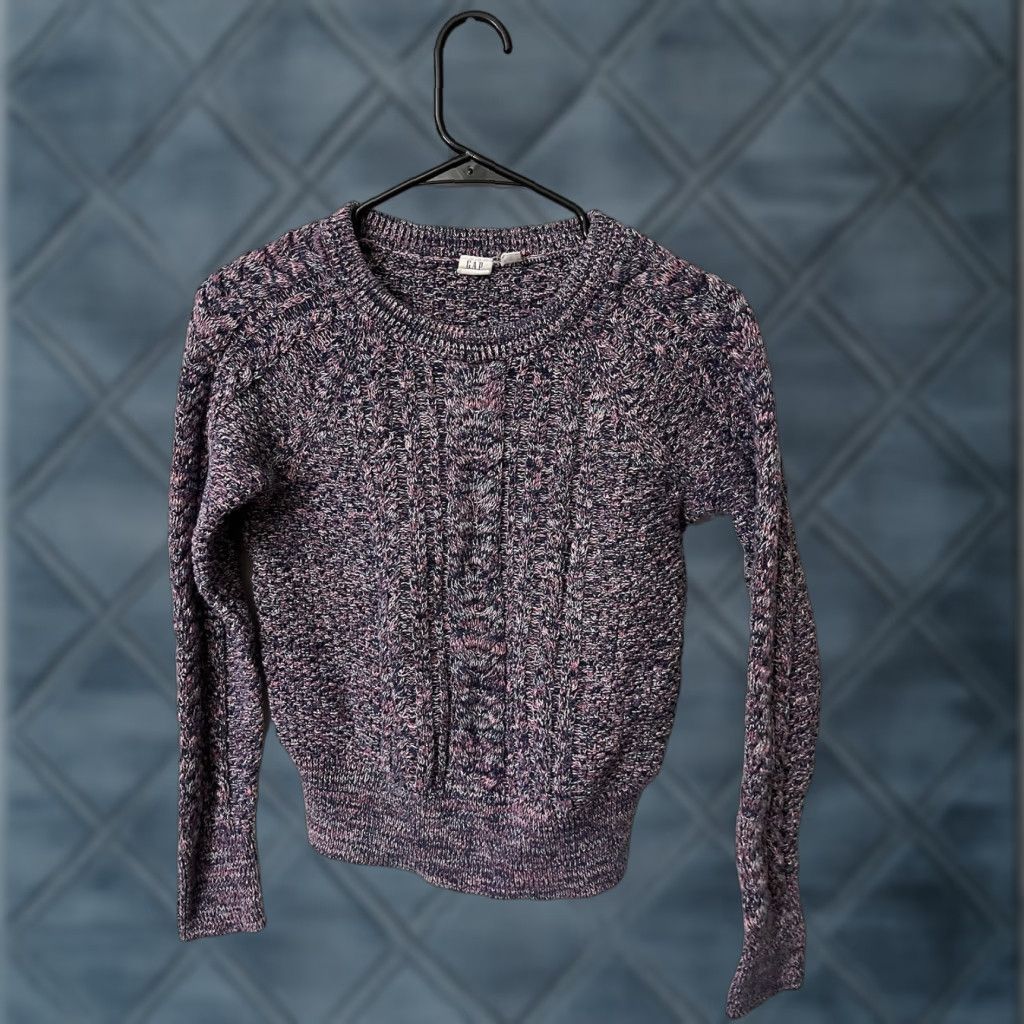 Gap Gap Cable-Knit Sweater Women’s Sz Small Marled Purple Knit Style Pullover Crew Neck Long Sleeve Casual Workwear 100% Cotton Size S / US 4 / IT 40 - 1 Thumbnail