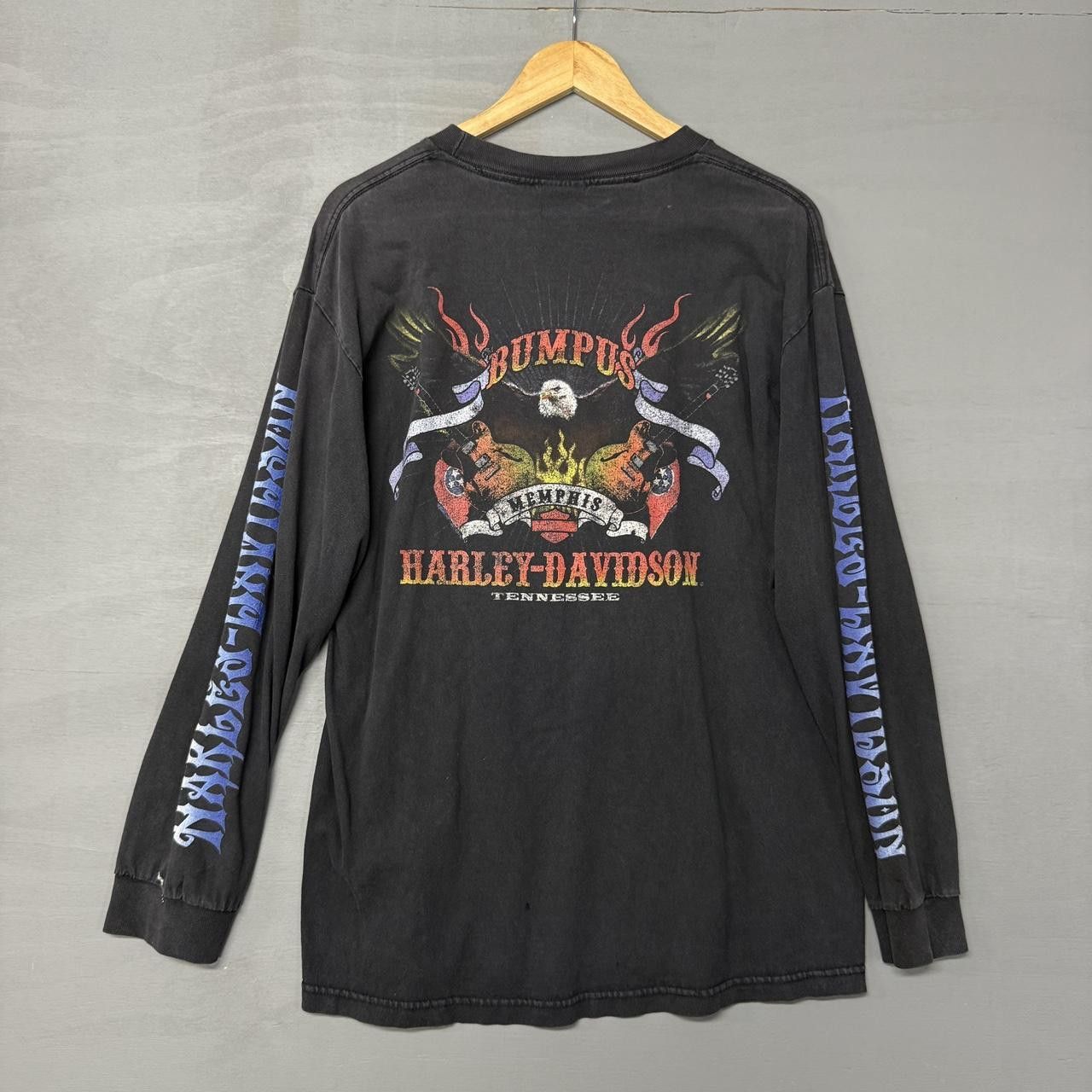 Harley Davidson Harley Davidson Long Sleeve Flame Black RARE Shirt Large Size US L / EU 52-54 / 3 - 3 Thumbnail