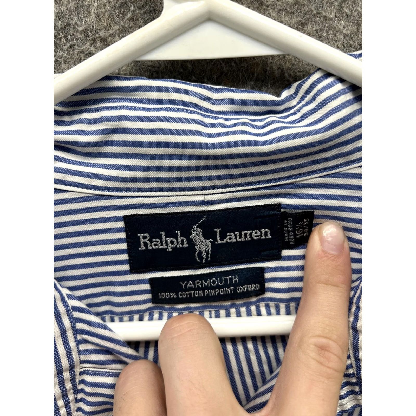 Ralph Lauren Ralph Lauren Yarmouth Shirt Mens 16.5 34/35 Blue Stripe Oxford Cotton Logo Dress Shirt Size US XL / EU 56 / 4 - 5 Thumbnail