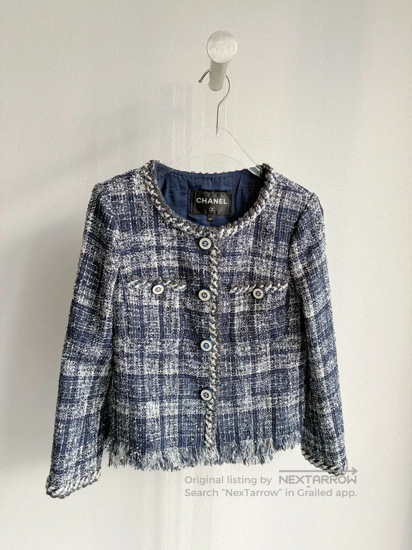 Chanel Chanel Blue Plaid Tweed Jacket. Size XXS / US 00 / IT 34 - 2 Thumbnail