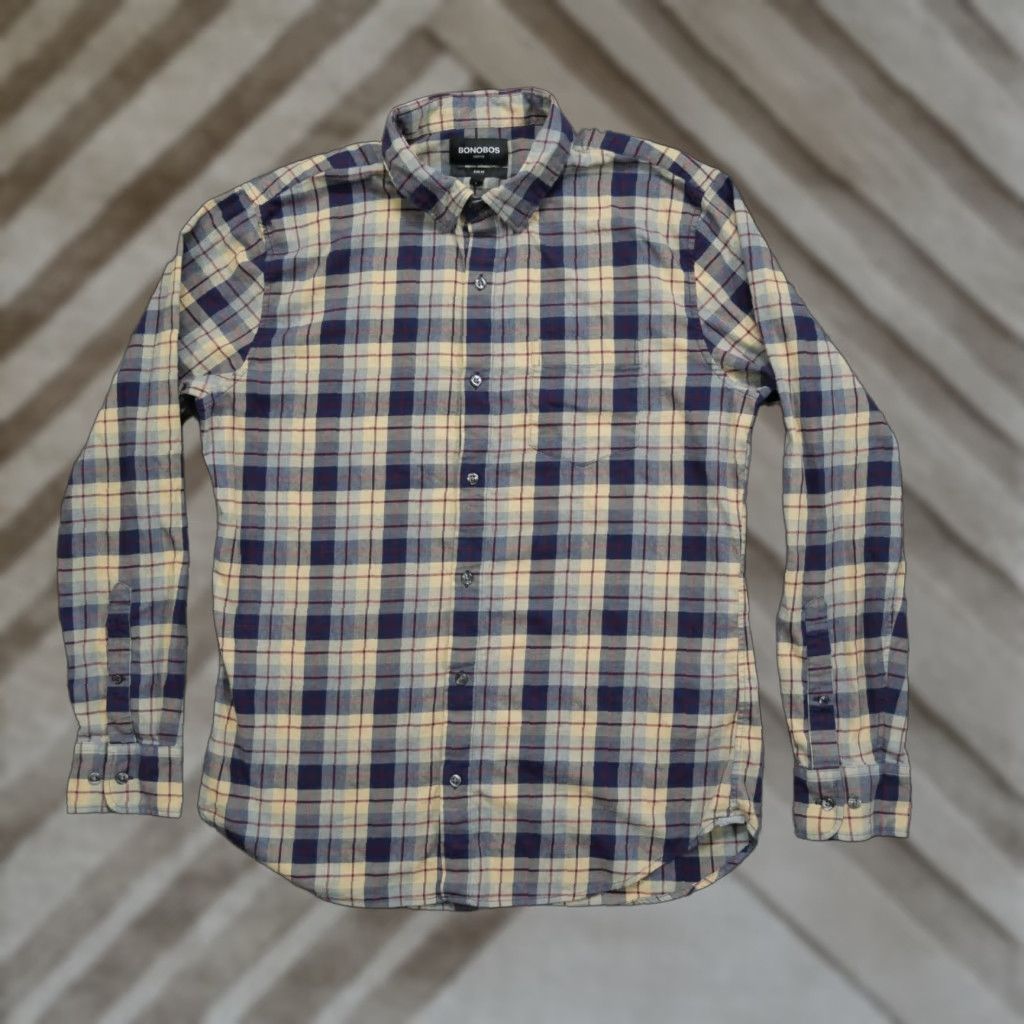 Bonobos Bonobos Shirt Mens L Blue Plaid Button-Up Slim Fit Lightweight Flannel Size US L / EU 52-54 / 3 - 1 Thumbnail