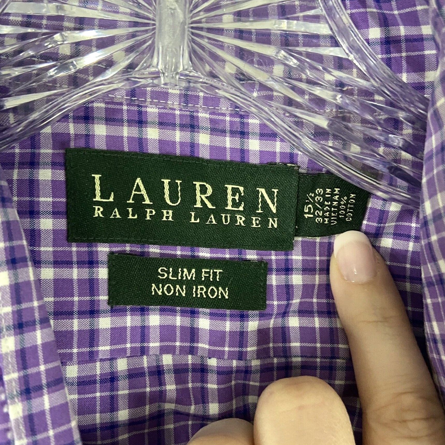Ralph Lauren VINTAGE Lauren Ralph Lauren Plaid Button-Up Shirt Adult 15.5 Purple Slim Fit Mens Size US M / EU 48-50 / 2 - 6 Thumbnail
