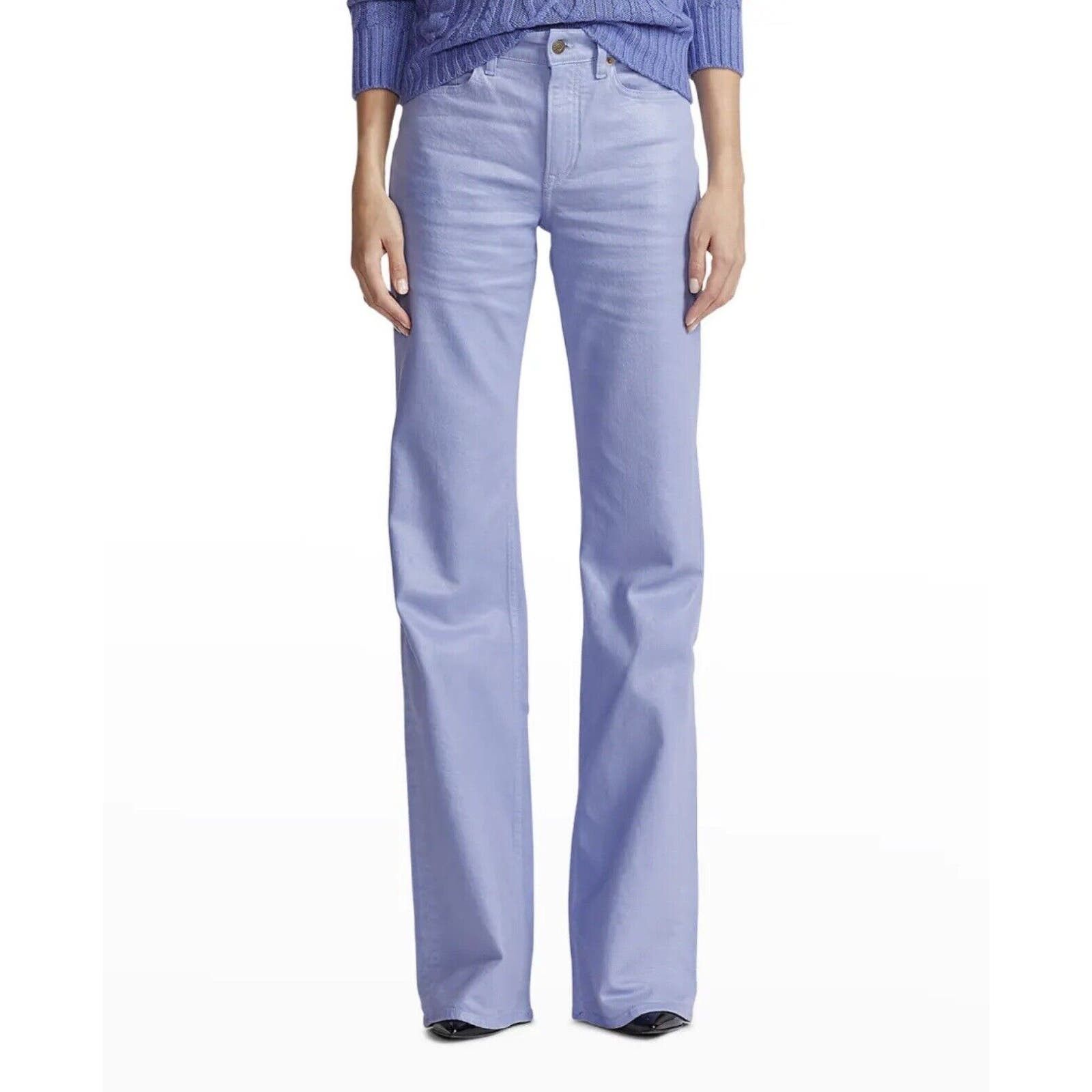 image of Ralph Laurent Collection Purple Label Lilac Foil Bootcut Jean, Women's (Size 26)