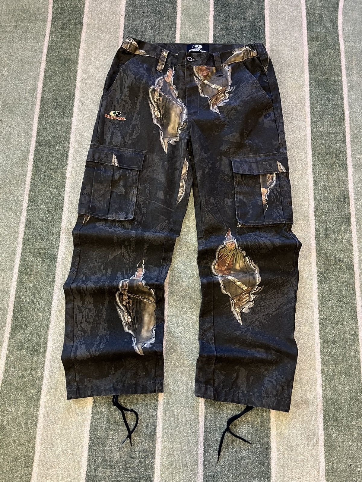 Camo × Streetwear Camo Cargo Baggy Flare Wide Leg Pants