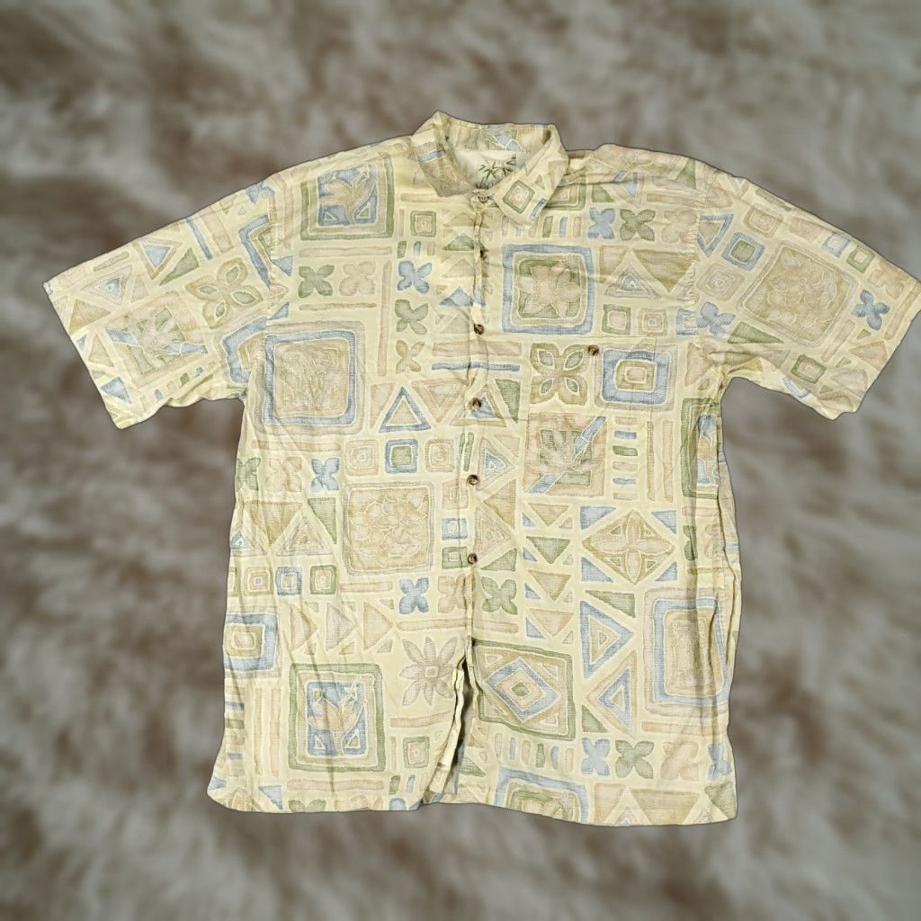 Vintage VINTAGE Bamboo Cay Shirt Mens Size Medium Yellow Geometric Beach Button Up Short Sleeve - 90s Hawaiian Casual Mens Size US M / EU 48-50 / 2 - 1 Thumbnail