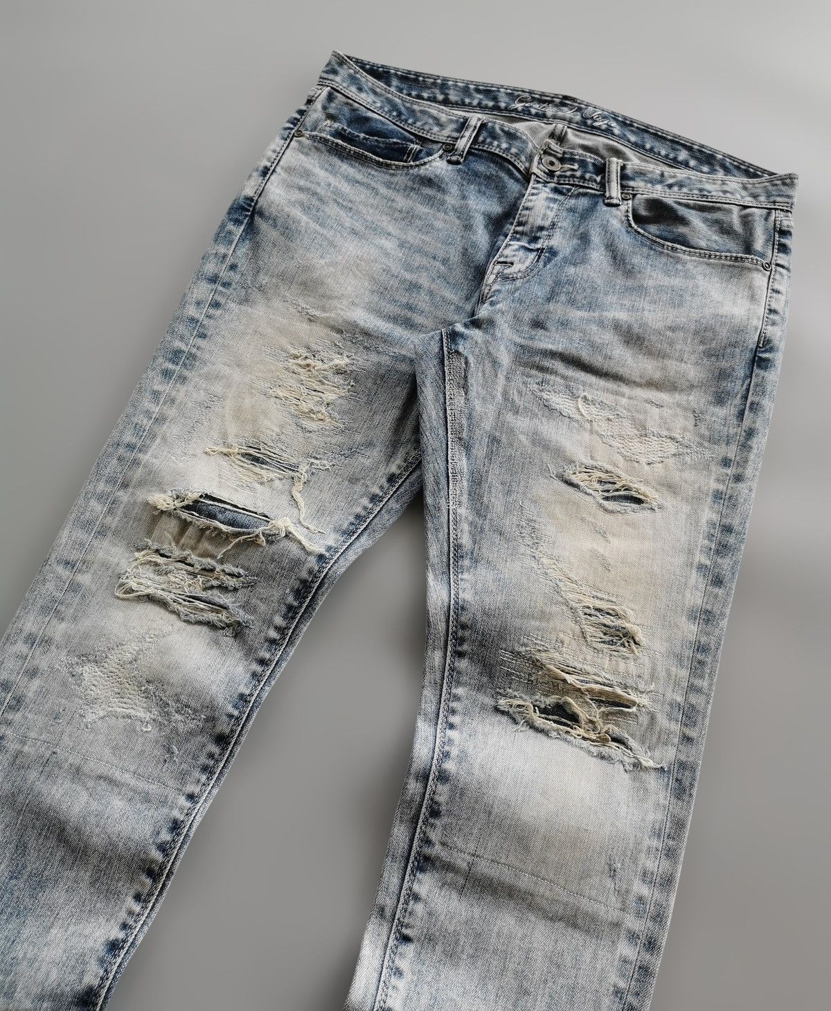 GOSTAR DE FUGA Go Star de Fuga Distressed Denim Jean Zipper Slit Hem Grunge Size US 33 - 5 Thumbnail