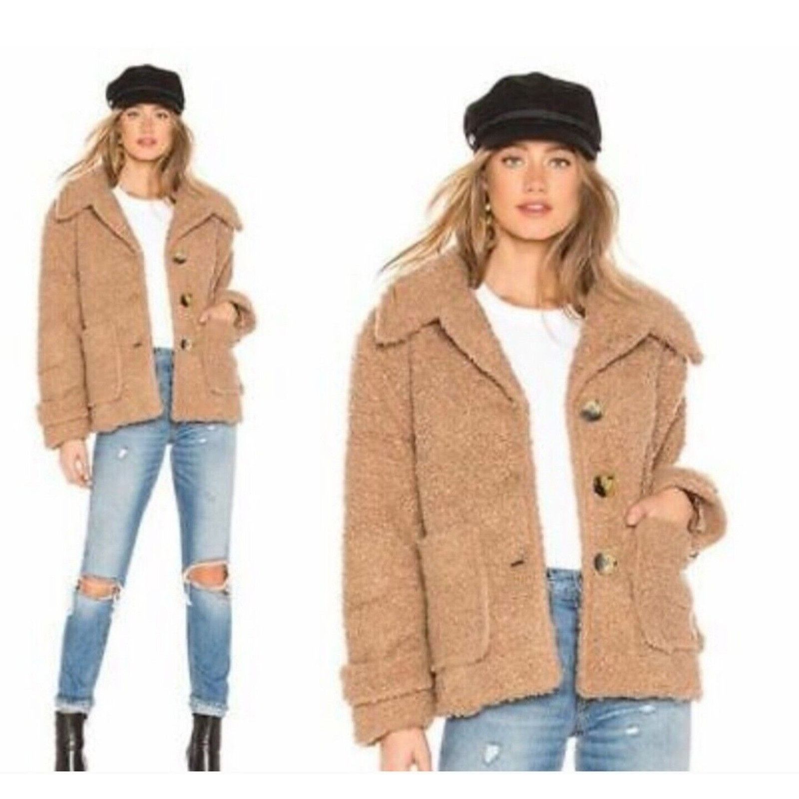 Free People Free People Oversized Teddy Sherpa Soft Cozy Coat Jacket Size XS / US 0-2 / IT 36-38 - 2 Thumbnail