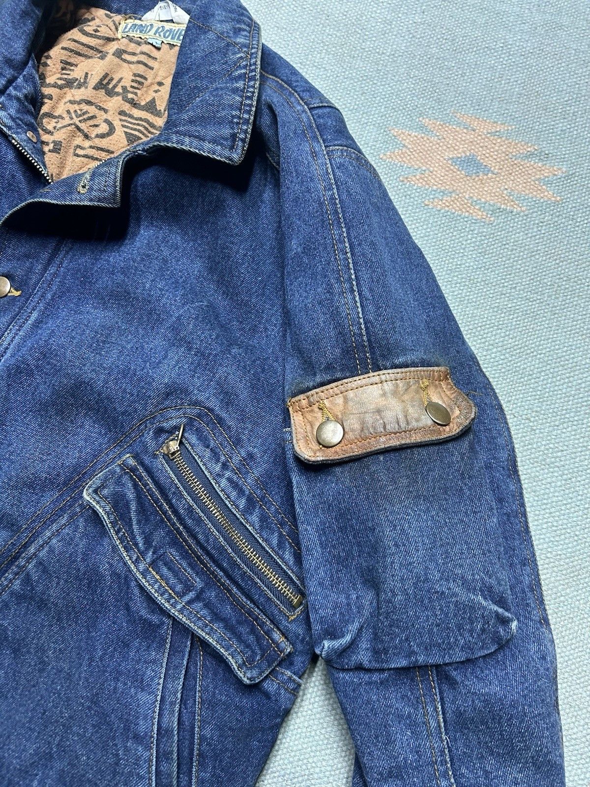 Vintage Vtg Land Rover denim bomber jacket heavyweight medium Size US M / EU 48-50 / 2 - 4 Thumbnail