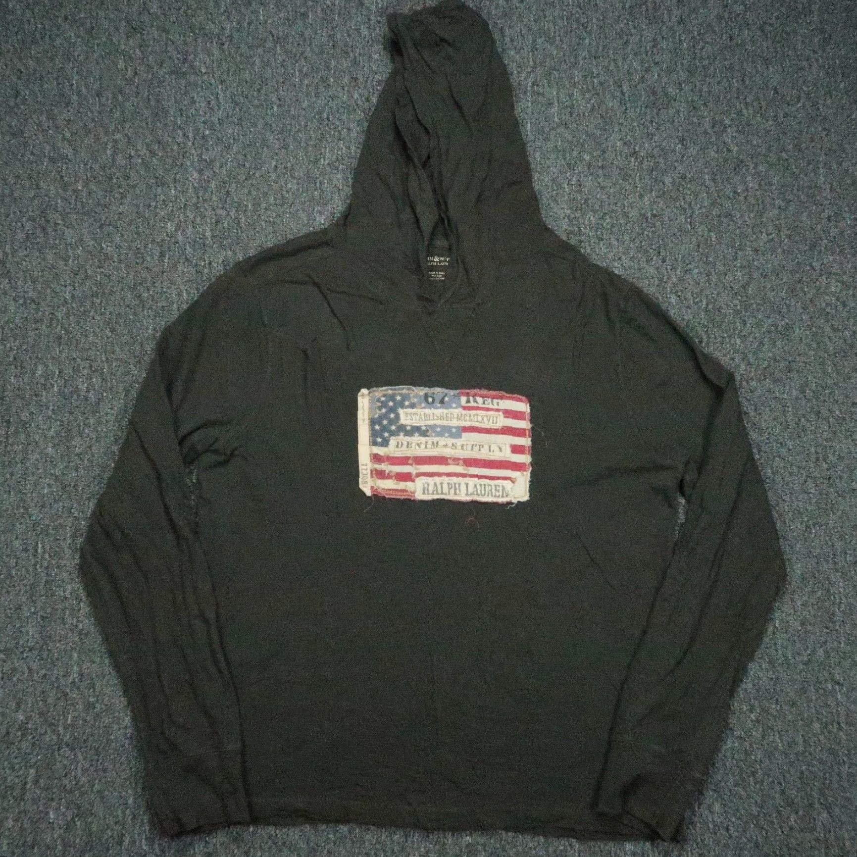 Ralph Lauren VINTAGE Denim & Supply Ralph Lauren Hoodie Mens XL Green Pullover American Flag USA Size US XL / EU 56 / 4 - 2 Thumbnail