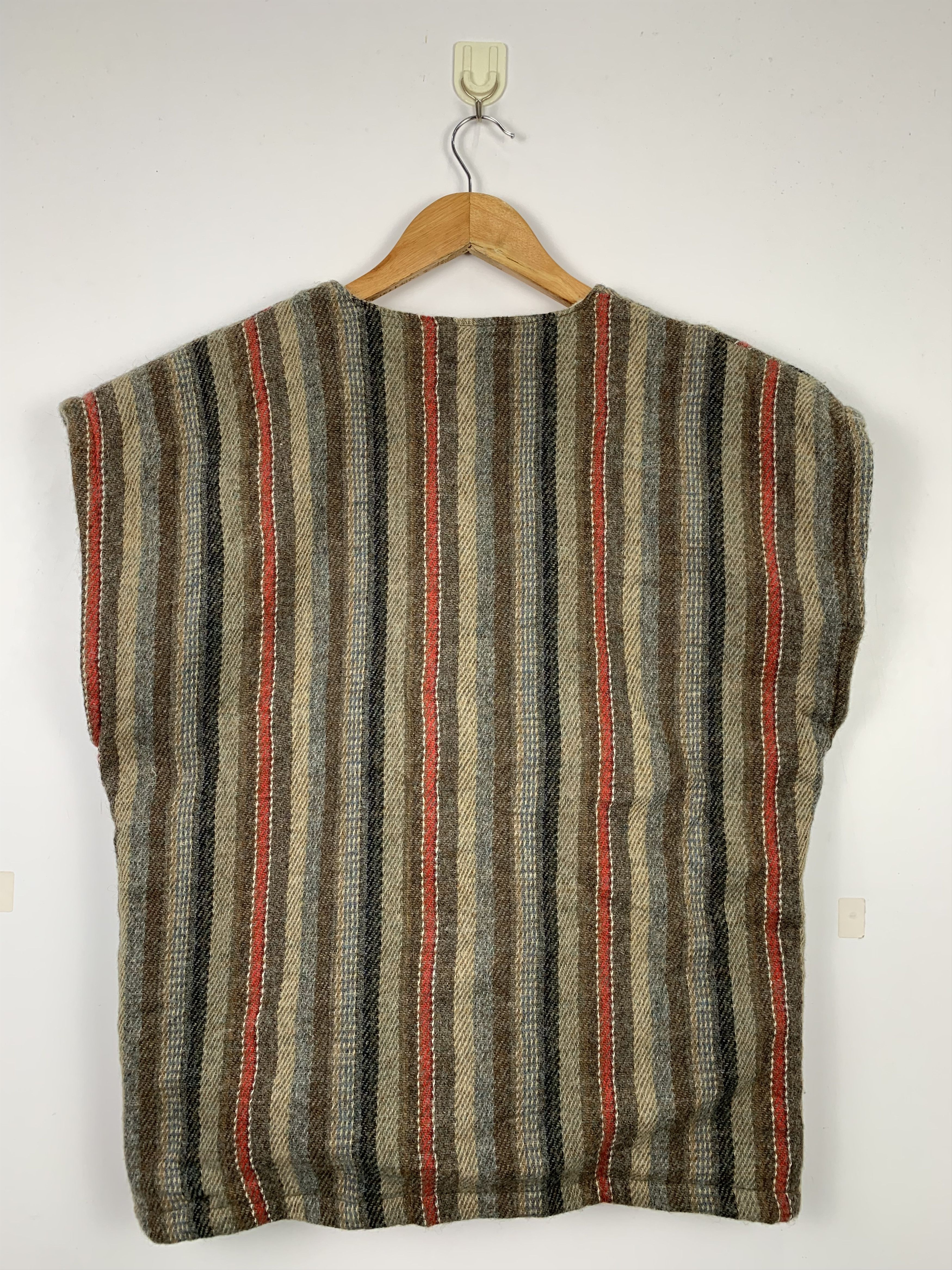 Japanese Brand Vintage 80s Wool Striped Vest Hippies Style J1321 Size US M / EU 48-50 / 2 - 3 Thumbnail