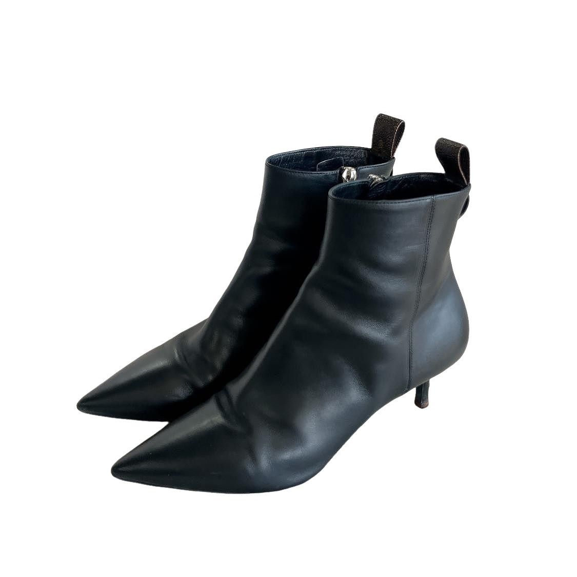 Louis Vuitton Louis Vuitton Black Leather Kitten Heel Ankle Boots 36.5 Size US 6.5 / IT 36.5 - 1 Thumbnail