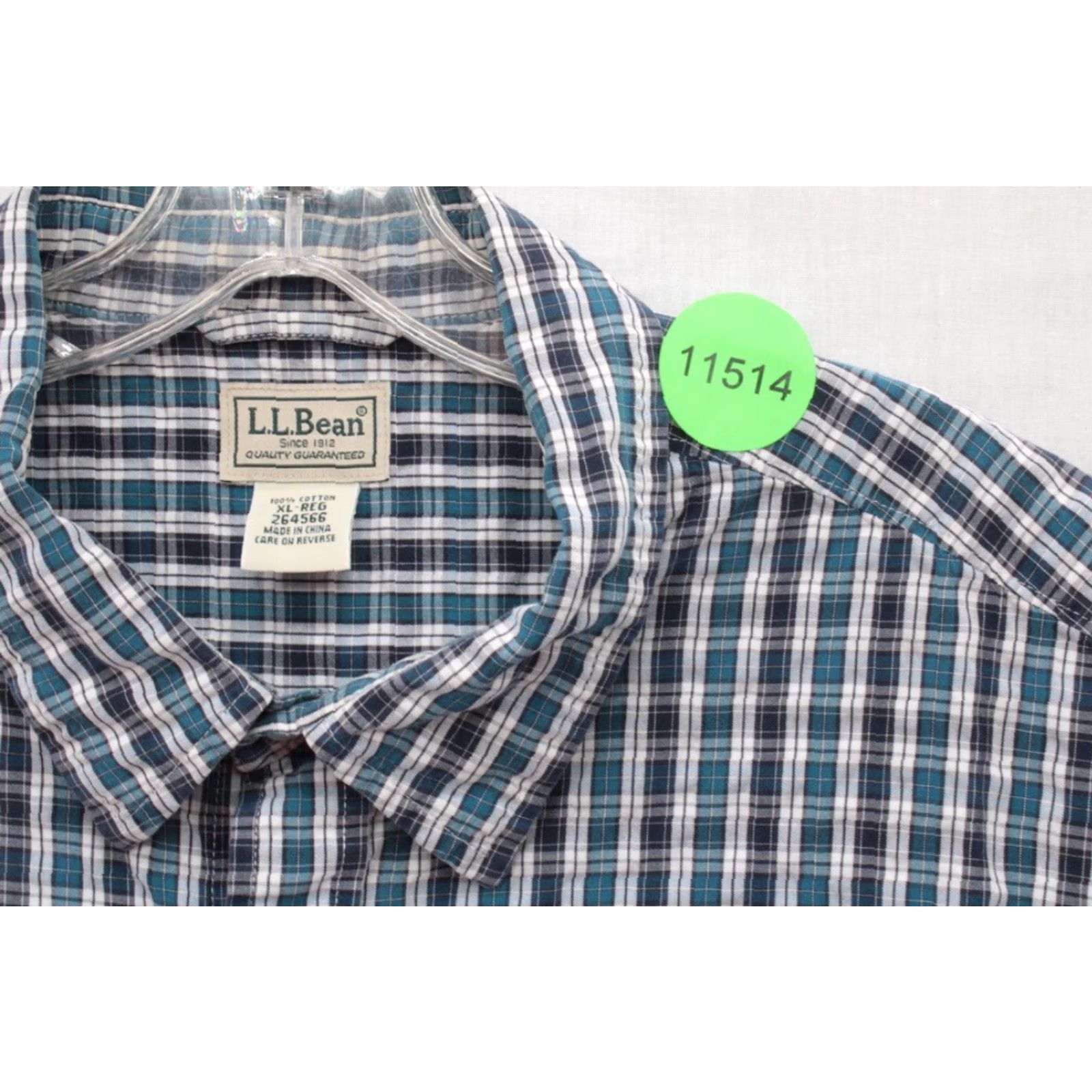 Vintage L.L. Bean Shirt Men's XL Blue Black Plaid Short Sleeve Cotton Outdoors Size US XL / EU 56 / 4 - 7 Thumbnail