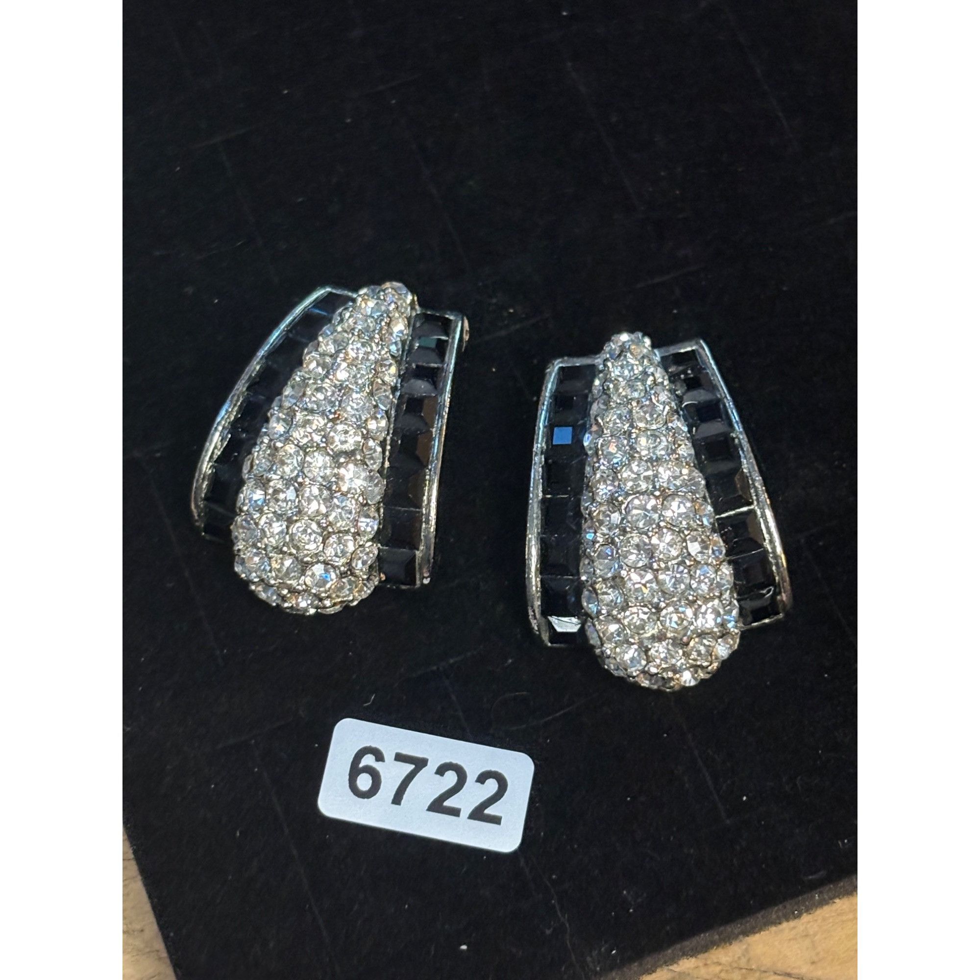 Other Vintage Crystal & Black Stone Earrings Size ONE SIZE - 4 Thumbnail