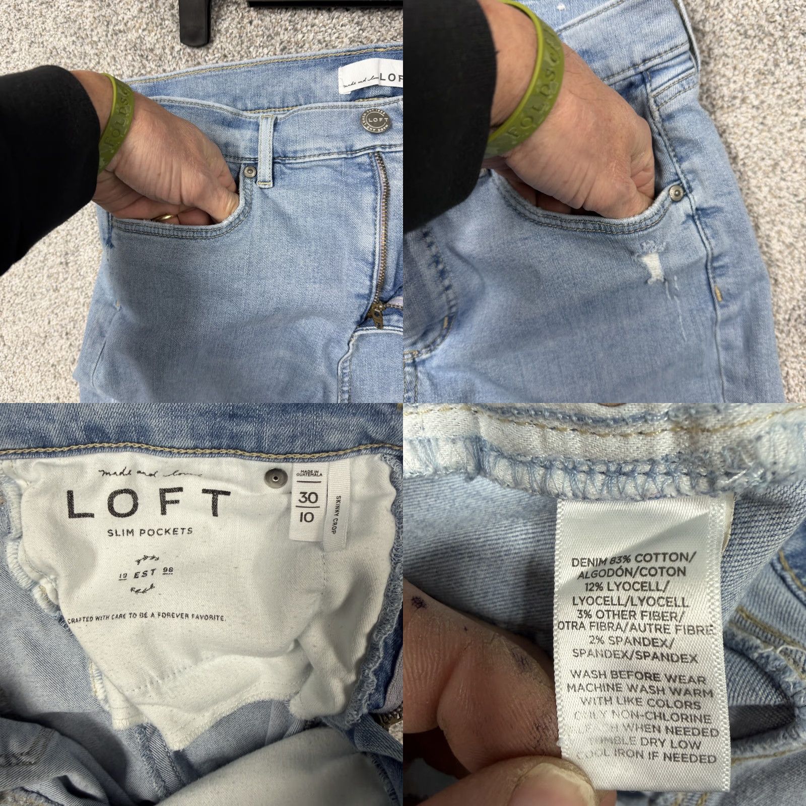 Loft VINTAGE Loft Skinny Crop Jeans Womens 10/30 32x25 Blue Light Wash Raw Hem Stretch Denim Size 32" / US 10 / IT 46 - 8 Thumbnail